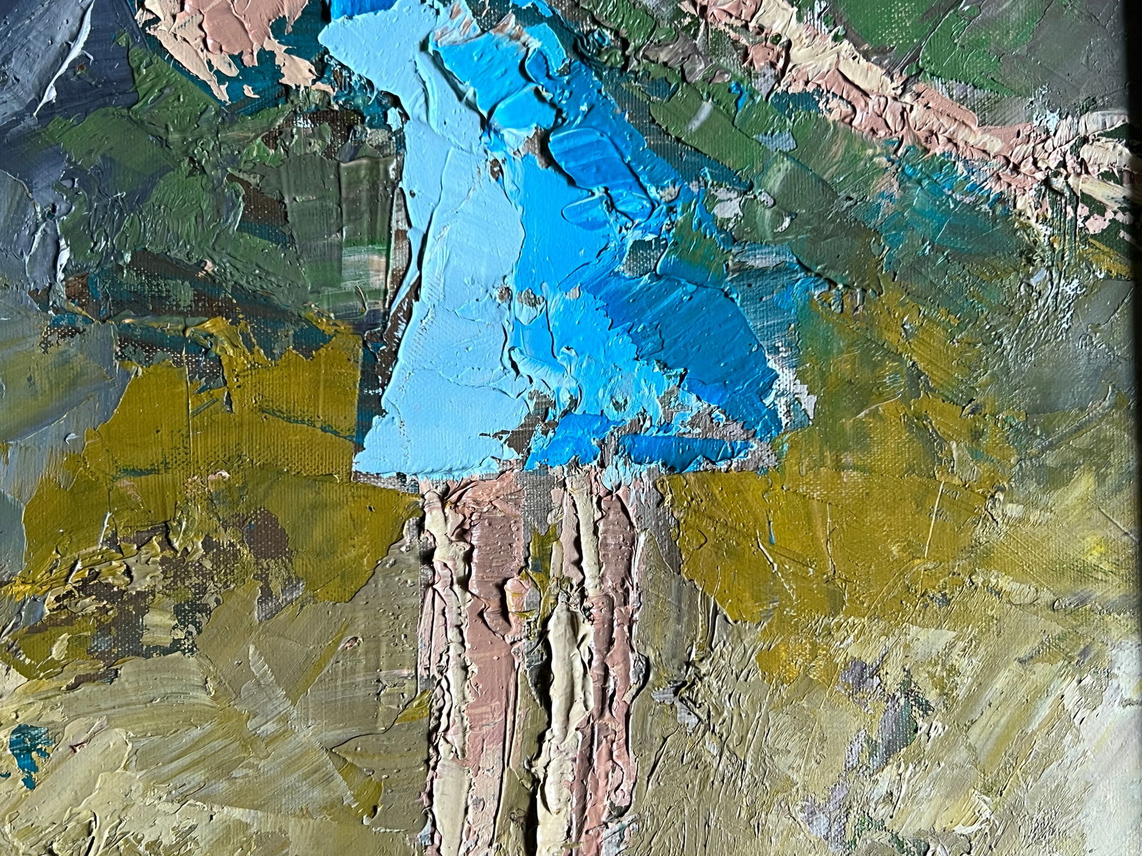 Oil painting with frame A girl with a red umbrella K. Leonid - 6