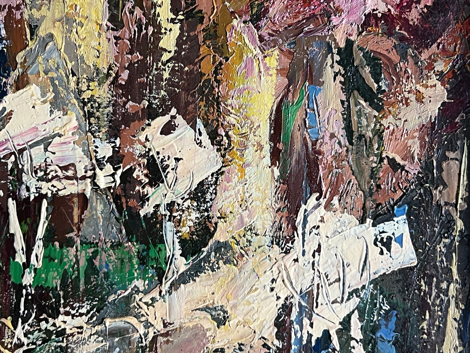 Abstract Oil painting with frame Night city K. Leonid - 5