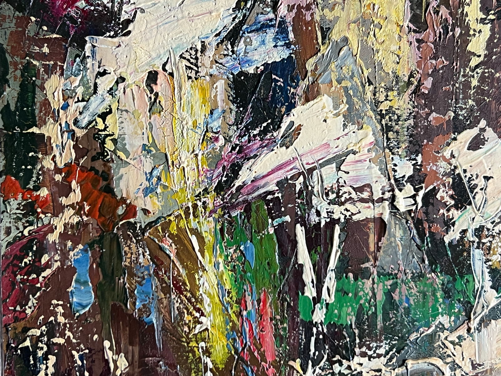 Abstract Oil painting with frame Night city K. Leonid - 6