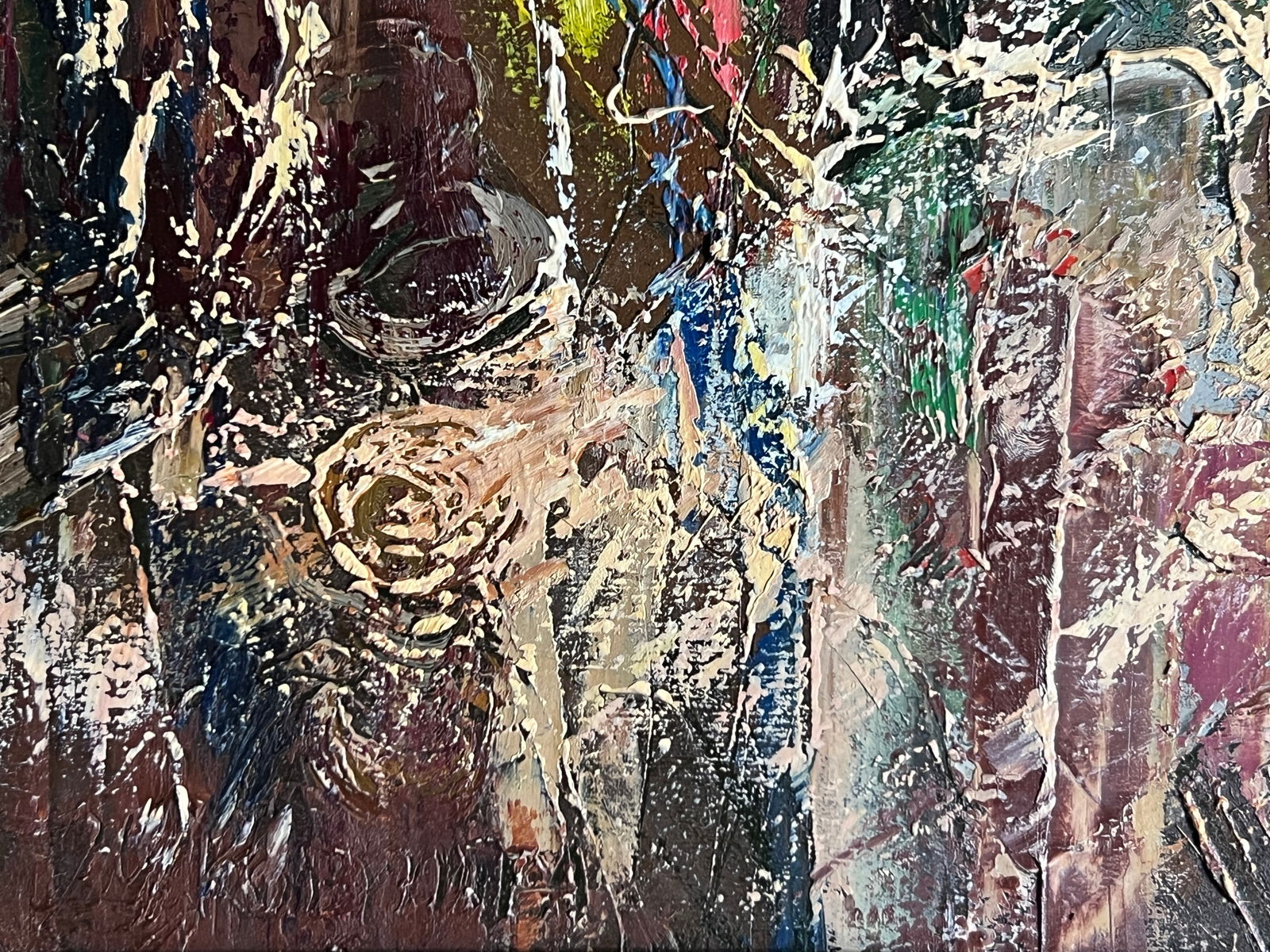 Abstract Oil painting with frame Night city K. Leonid - 7