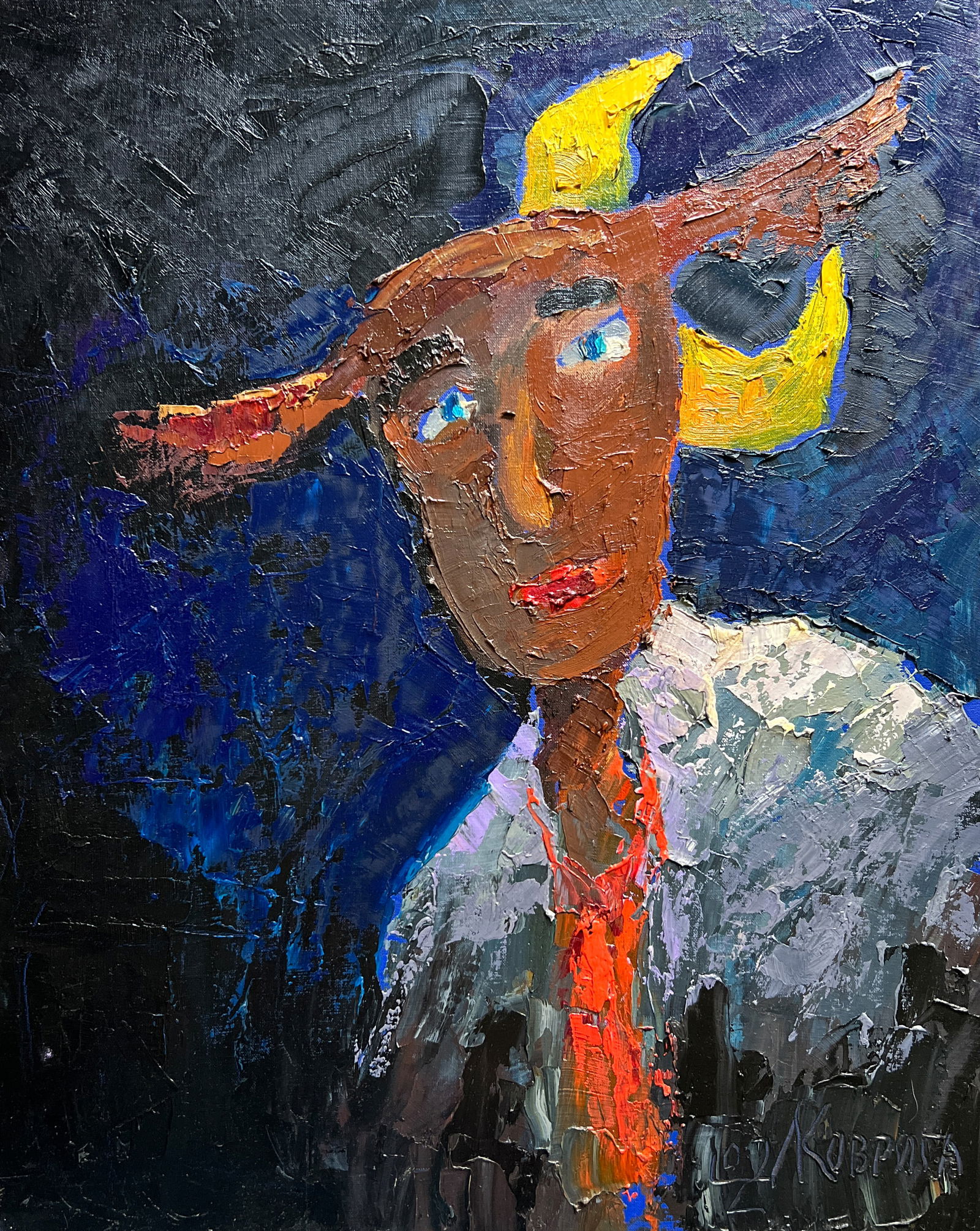 Oil painting avatar icon K. Leonid: Title: Oil painting avatar icon K. Leonid Description: 584KK Painter: K. Leonid Size: 50x40 cm/ 19.68x15.74 inches Components: oil, canvas, fiberboardOriginal painting CONDITION: exellent ERA:2022ARTI