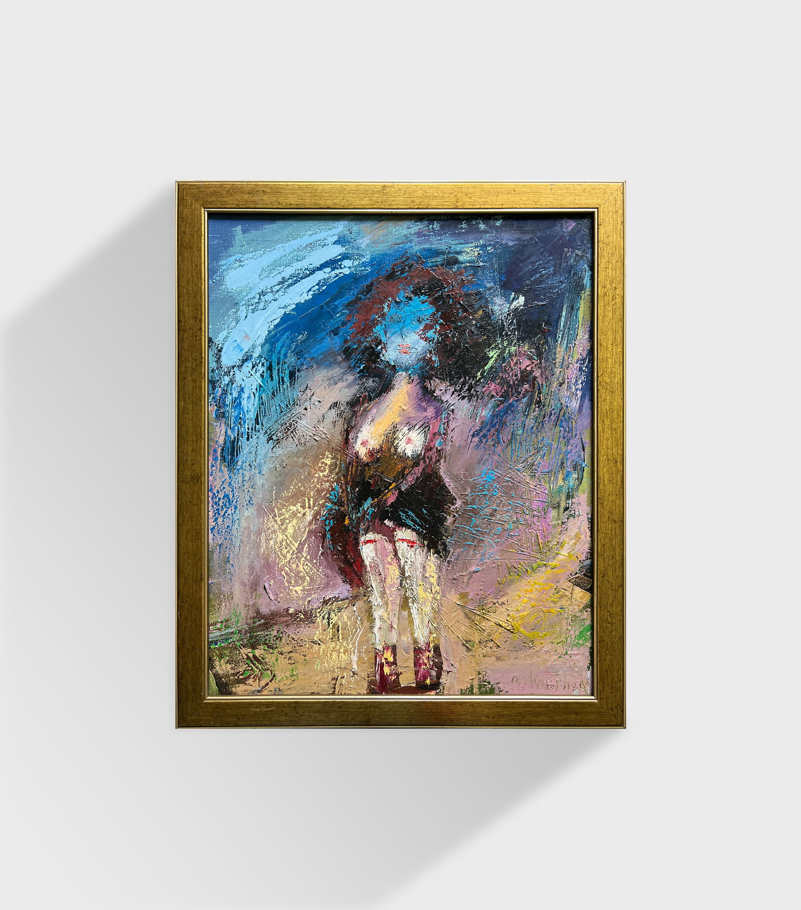 Abstract Oil painting with frame lady K. Leonid - 9