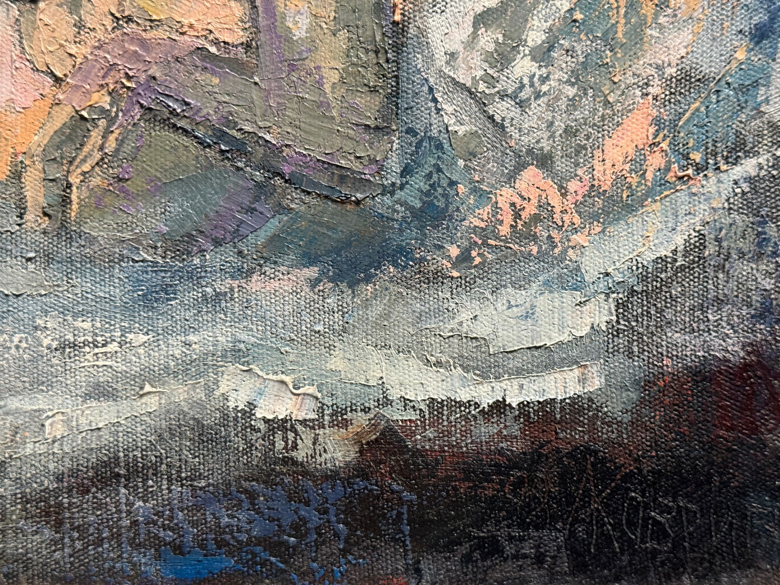 Abstract Oil painting with frame Nu K. Leonid - 8