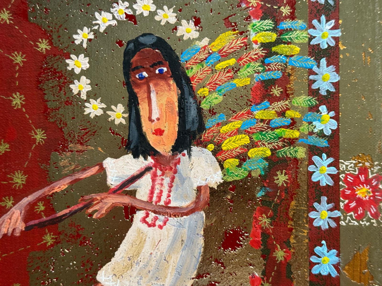 Oil painting with frame guardian angel K. Leonid - 5