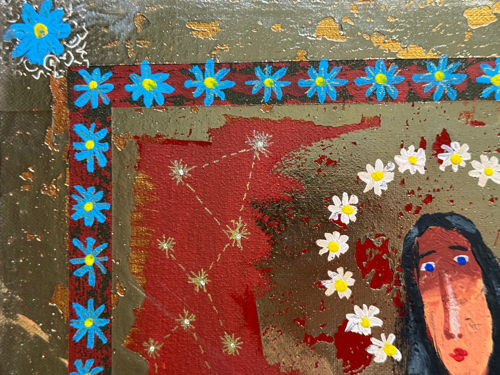 Oil painting with frame guardian angel K. Leonid - 2