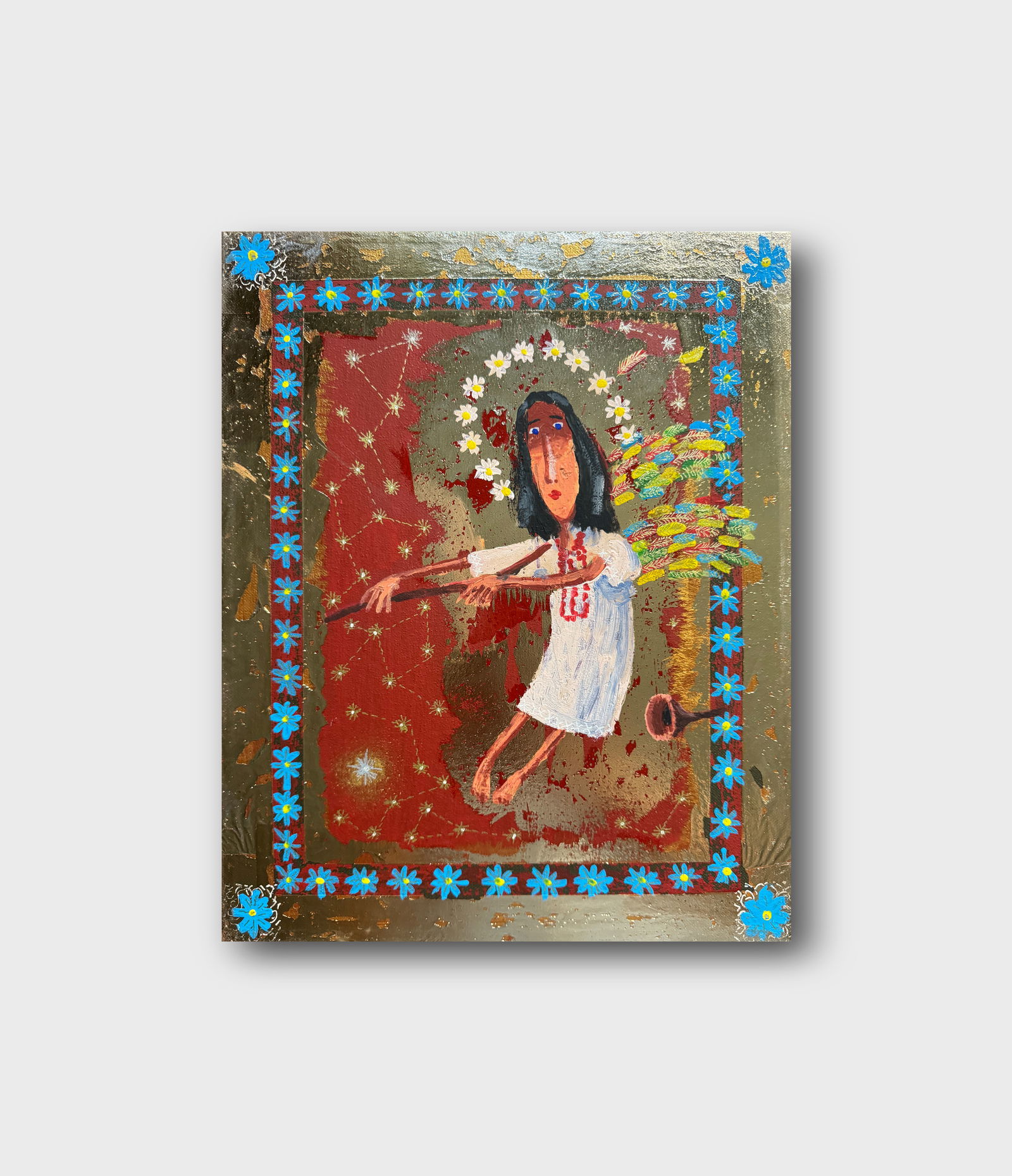 Oil painting with frame guardian angel K. Leonid - 9