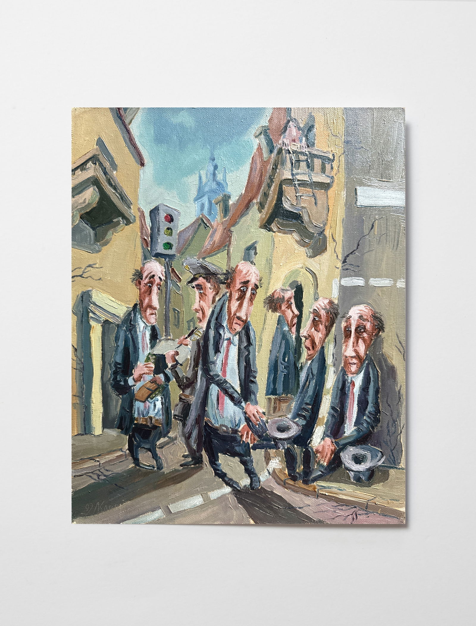 Oil painting with frame city performance K. Leonid - 2