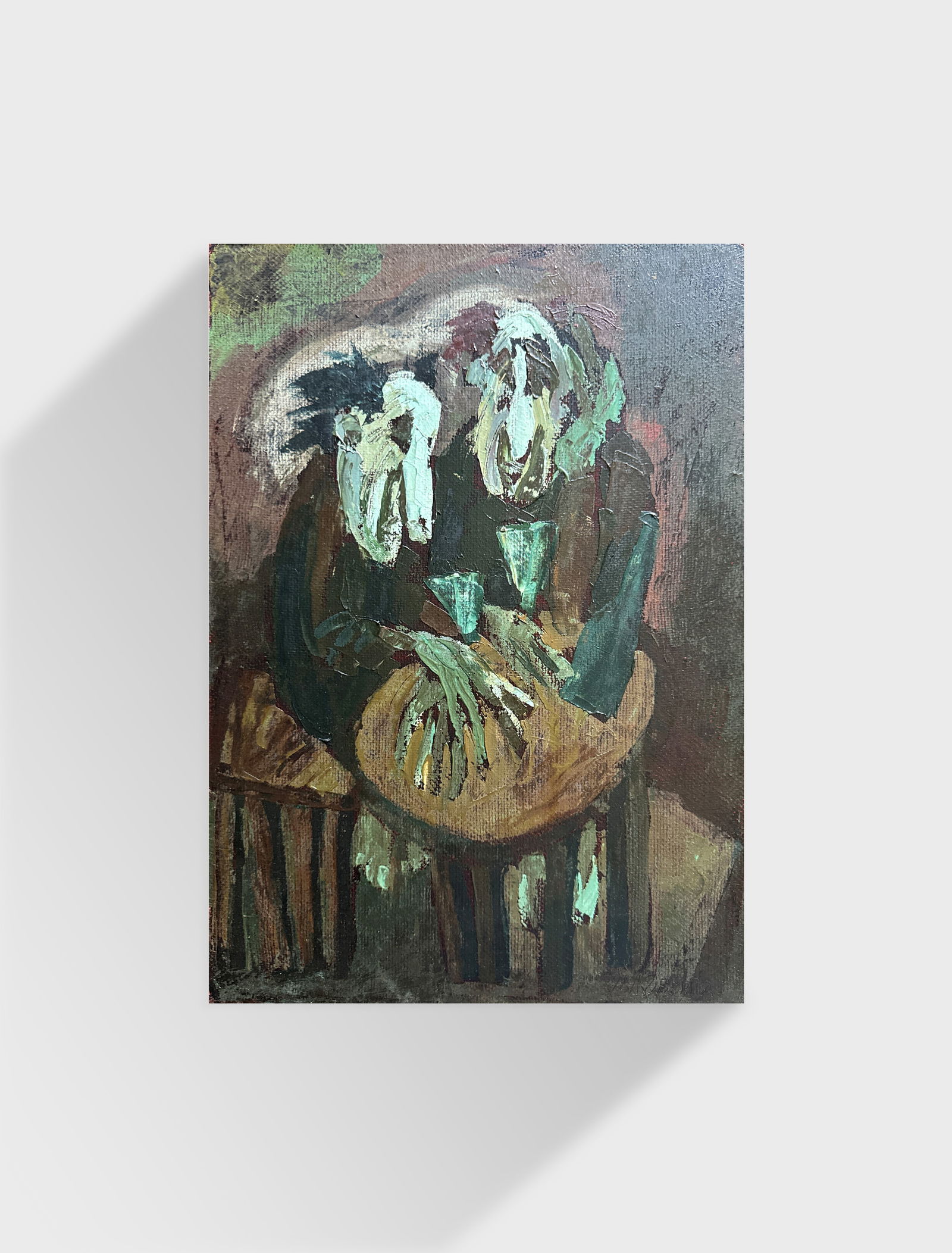 Oil painting with frame Sad and funny clowns K. Leonid - 11