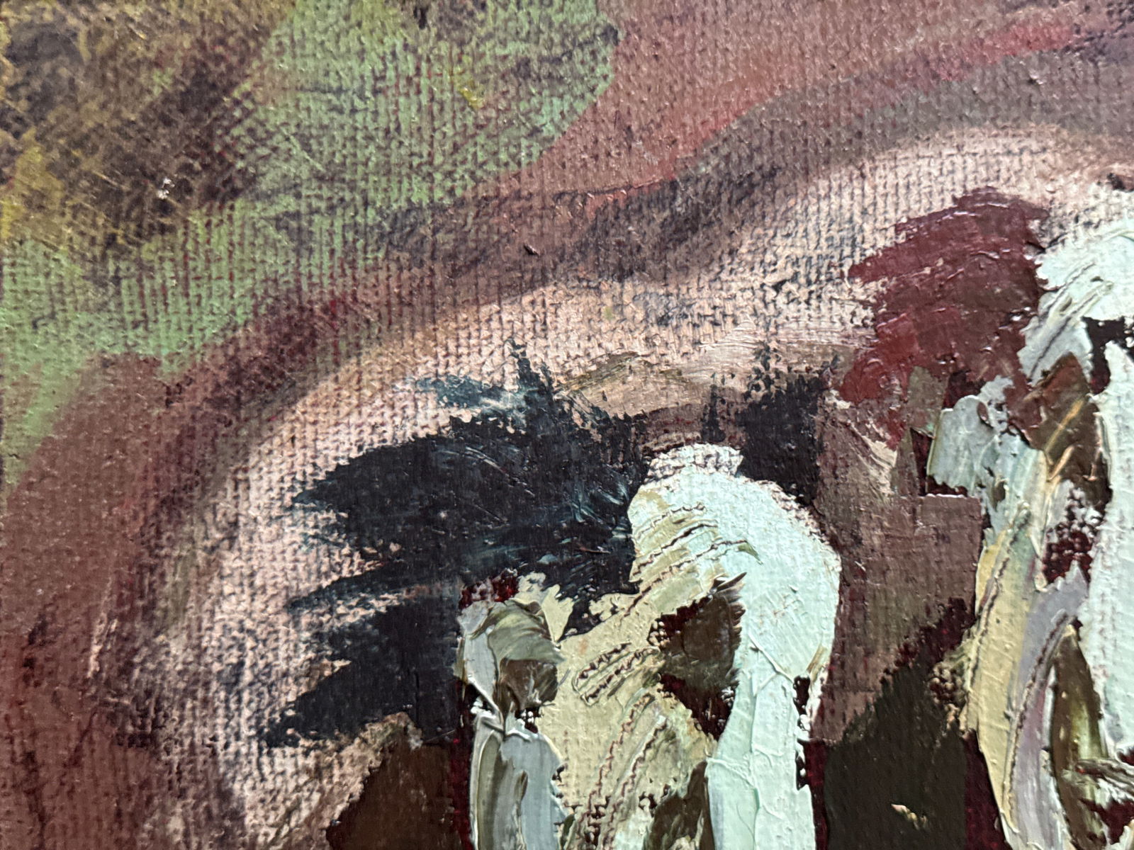 Oil painting with frame Sad and funny clowns K. Leonid - 2