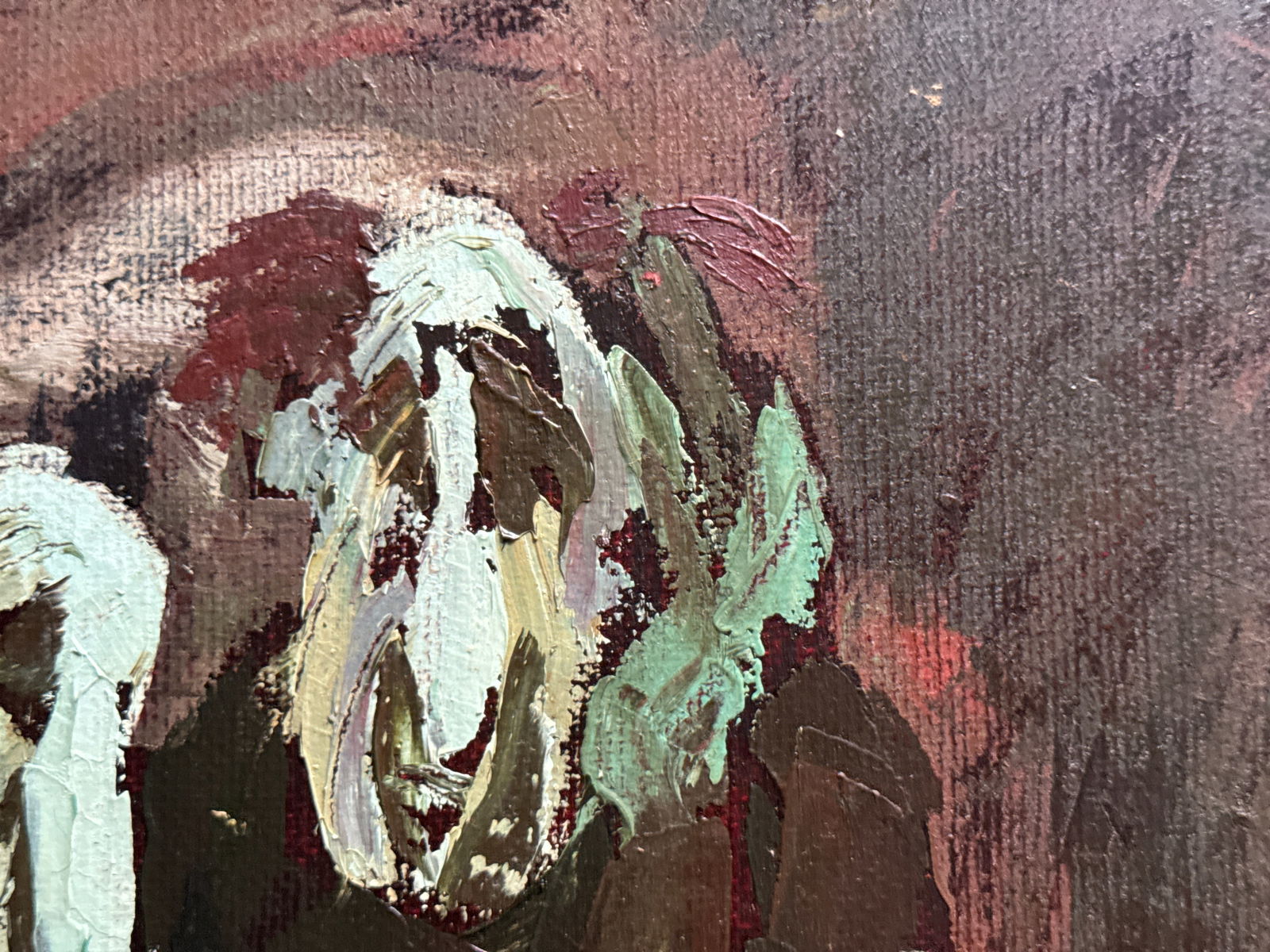 Oil painting with frame Sad and funny clowns K. Leonid - 3