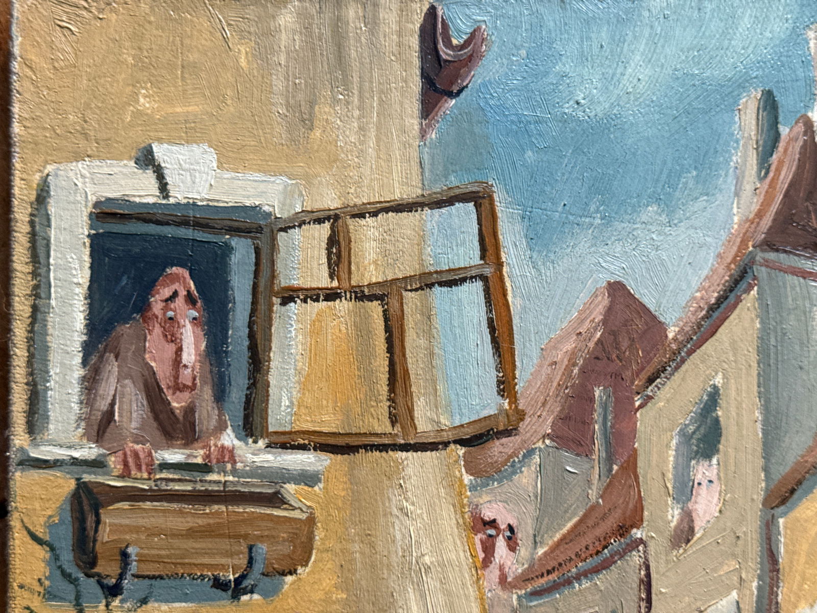 Oil painting with frame city performance K. Leonid - 2