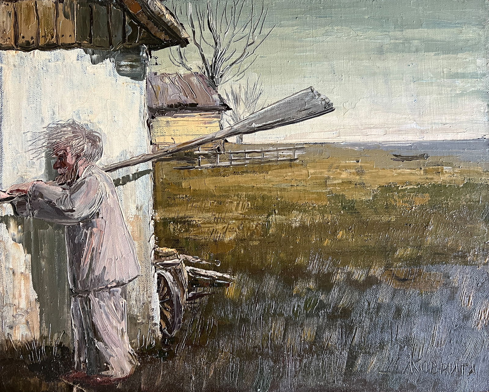 Oil painting with frame Charon K. Leonid: Title: Oil painting with frame Charon K. Leonid Description: 741KK Painter: K. Leonid Size: 40x50 cm/ 15.75x19.68 inches Components: oil, canvas Original painting CONDITION: exellent ERA:1996ARTIST:Bo