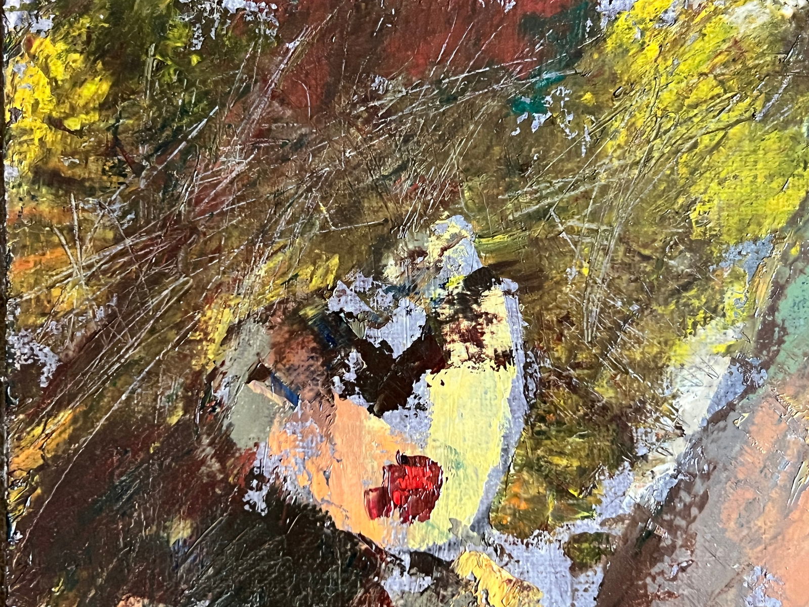 Abstract Oil painting with frame act K. Leonid - 2