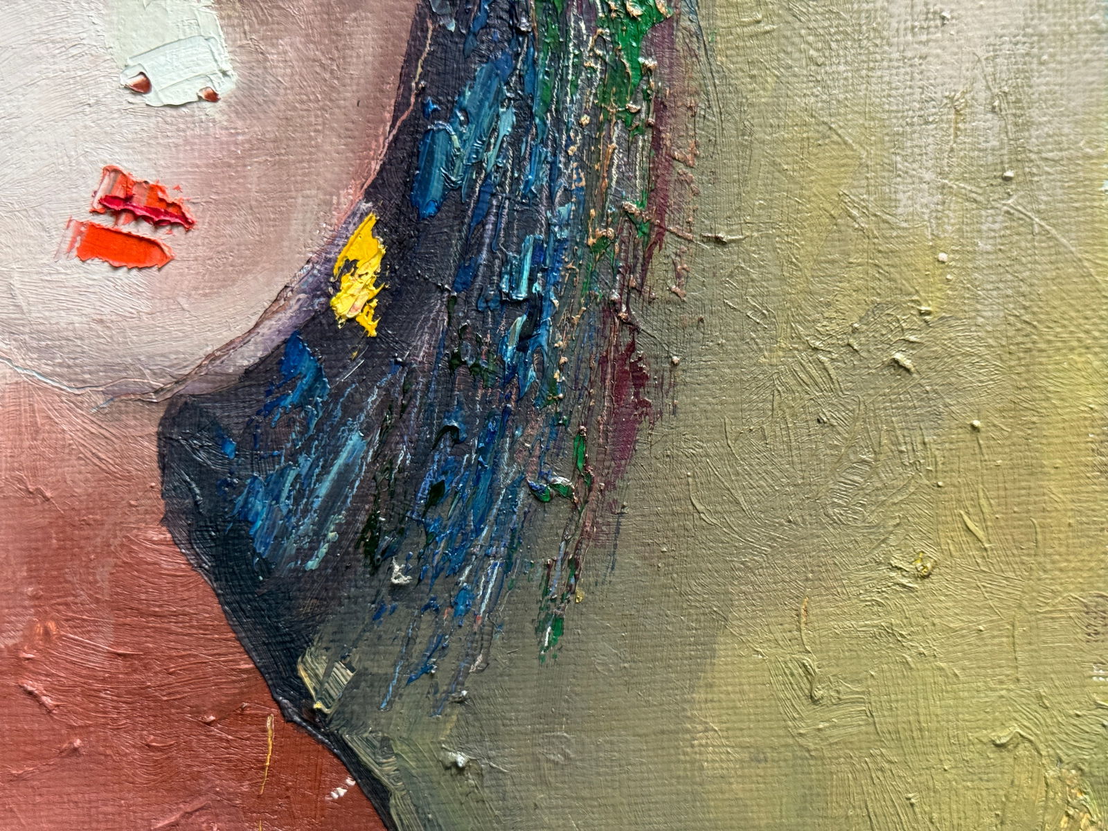 Abstract Oil painting with frame Female portrait K. Leonid - 7