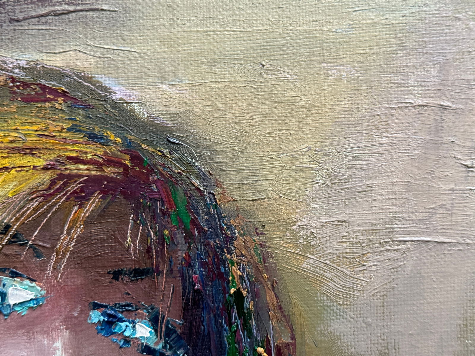 Abstract Oil painting with frame Female portrait K. Leonid - 9