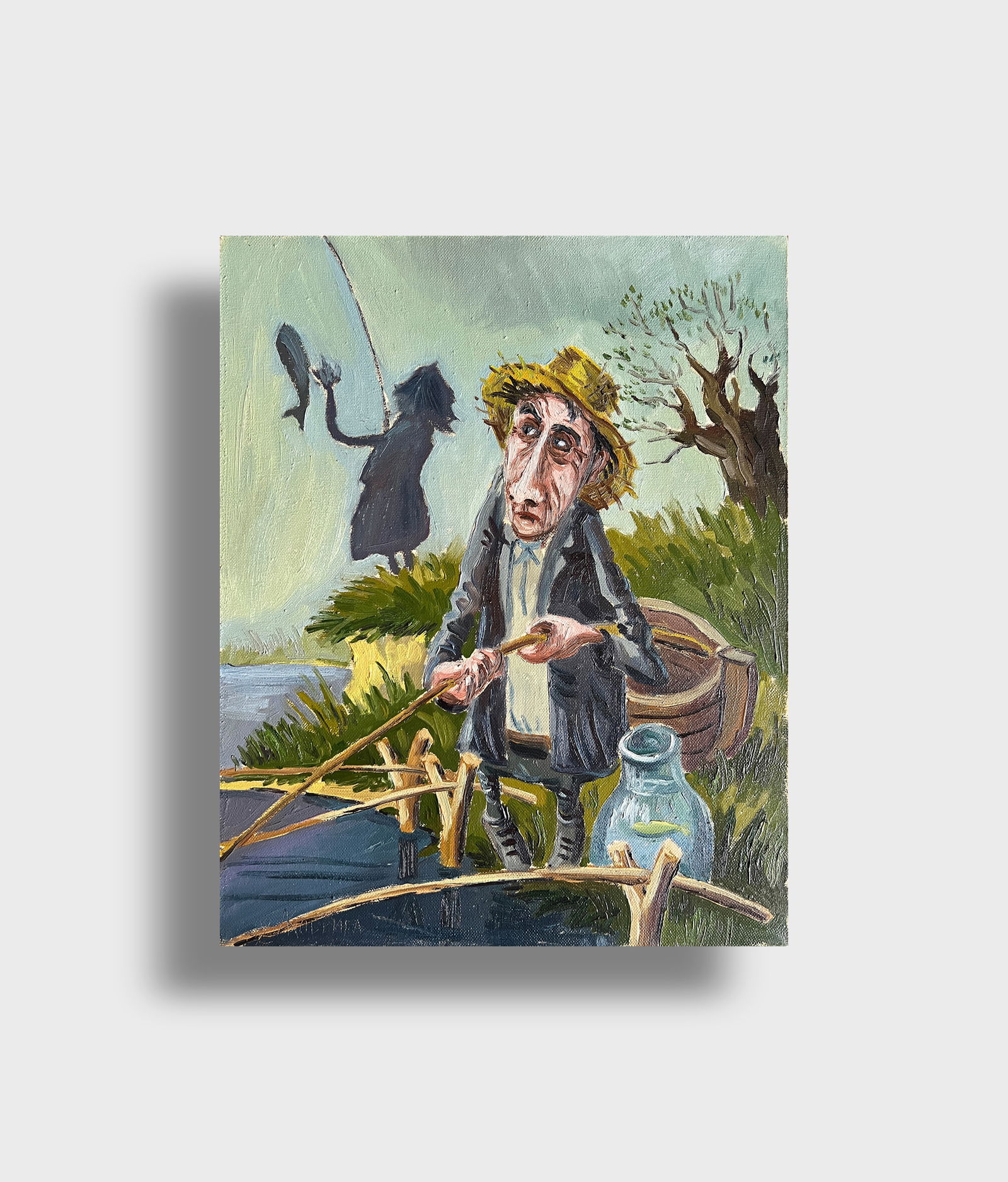 Oil painting with frame fishing K. Leonid - 11