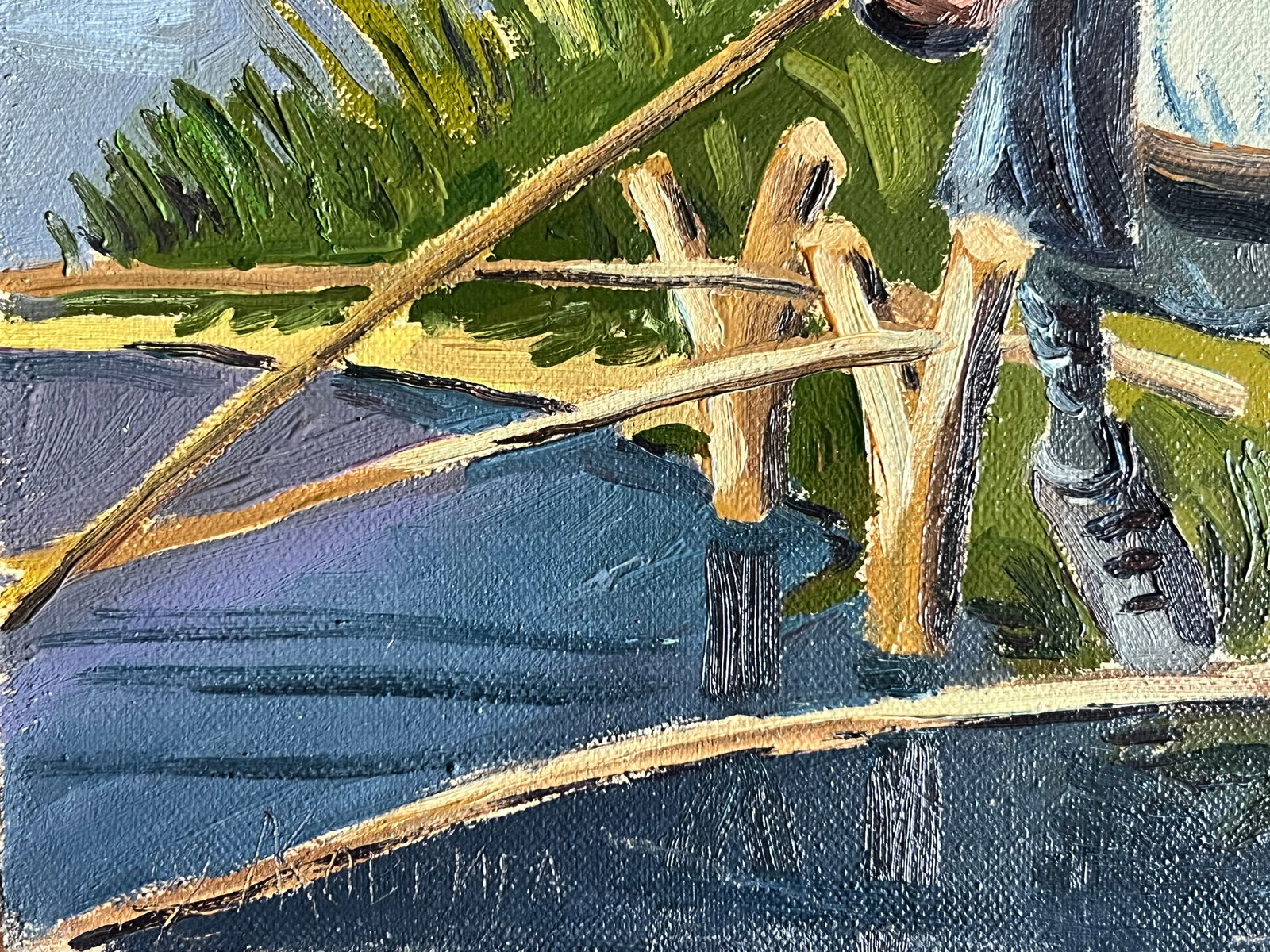 Oil painting with frame fishing K. Leonid - 5