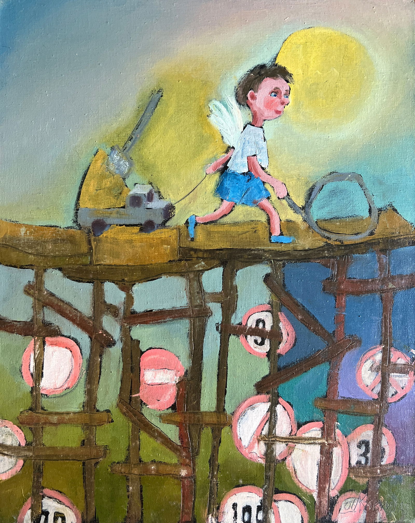 Oil painting with frame A little angel K. Leonid: Title: Oil painting with frame A little angel K. Leonid Description: 765KK Painter: K. Leonid Size: 50x40 cm/ 19.68x15.74 inches Components: oil, canvas Original painting CONDITION: exellent ERA:2006A