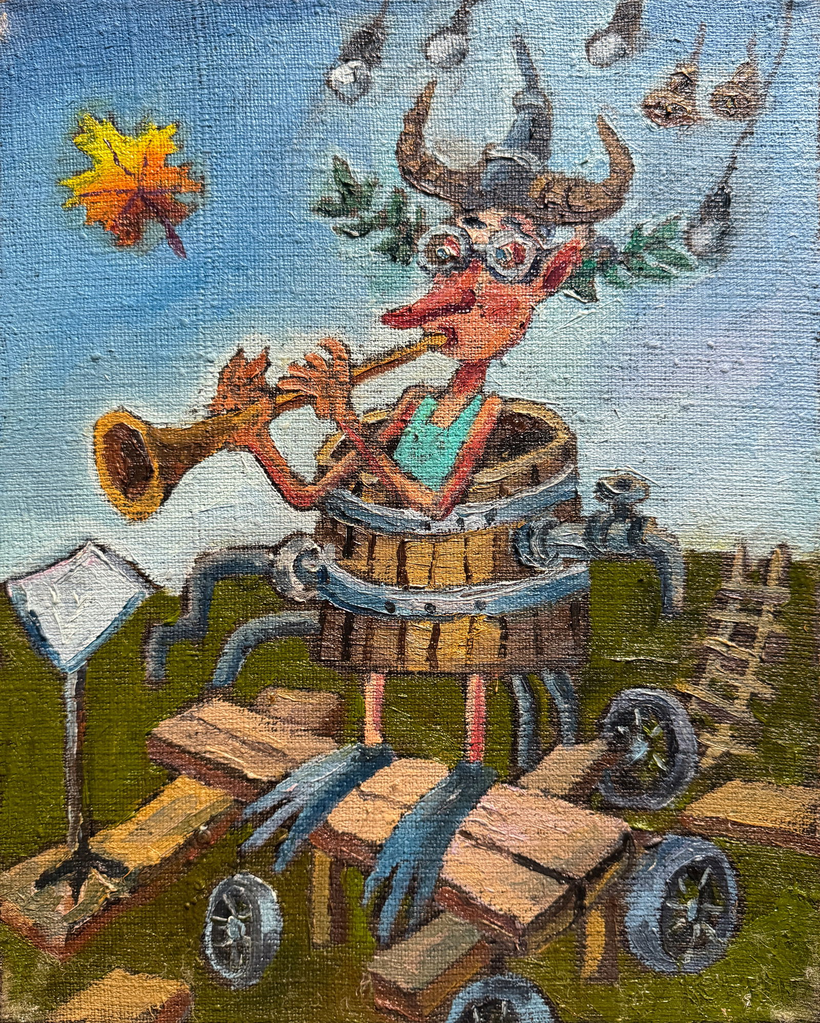 Oil painting with frame absurdman K. Leonid: Title: Oil painting with frame absurdman K. Leonid Description: 796KK Painter: K. Leonid Size: 50x40 cm/ 19.68x15.74 inches Components: oil, canvas Original painting CONDITION: exellent ERA:2023ARTIST