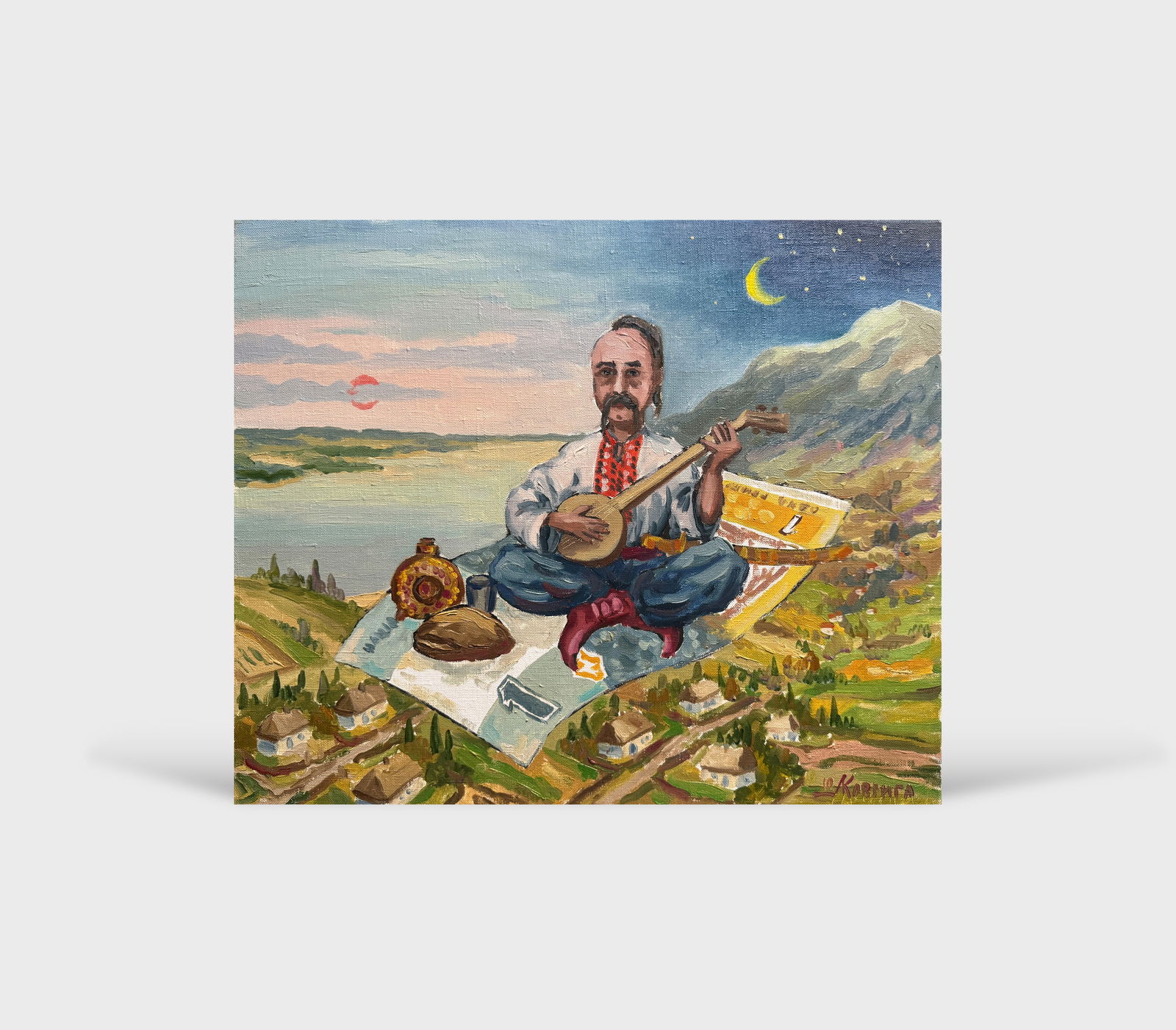 Oil painting with frame Cossack Mamai K. Leonid - 12