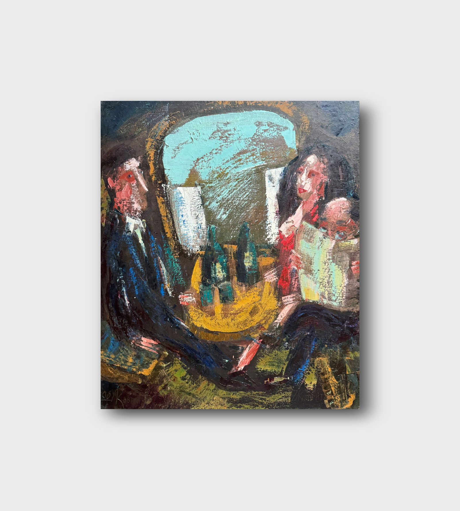 Abstract Oil painting with frame compartment K. Leonid - 11