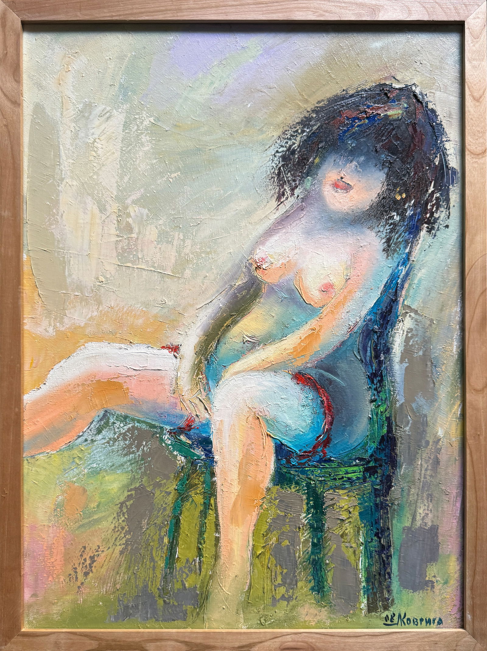 Abstract Oil painting with frame Figure K. Leonid: Title: Abstract Oil painting with frame Figure K. Leonid Description: 984KK Painter: K. Leonid Size: 70x50 cm/ 27.55x19.68 inches Components: oil, canvas Original painting CONDITION: exellent