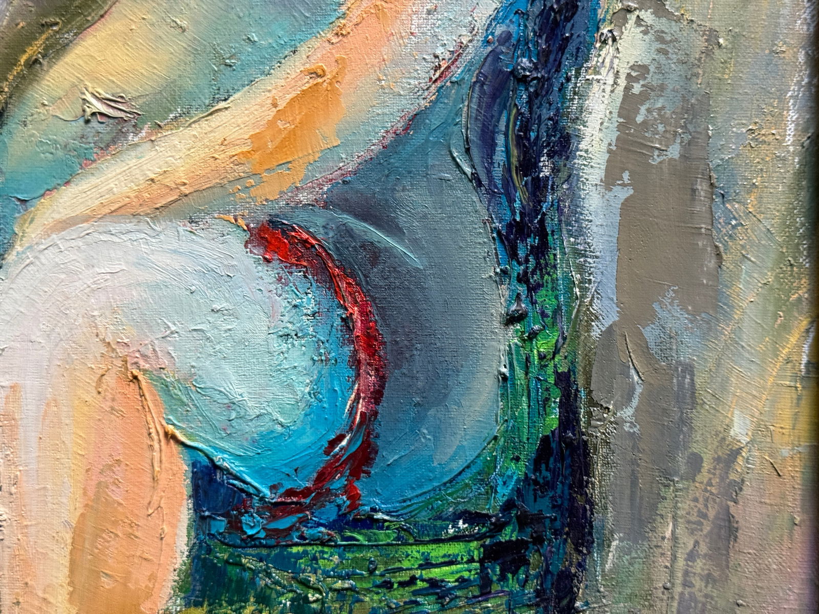 Abstract Oil painting with frame Figure K. Leonid - 8