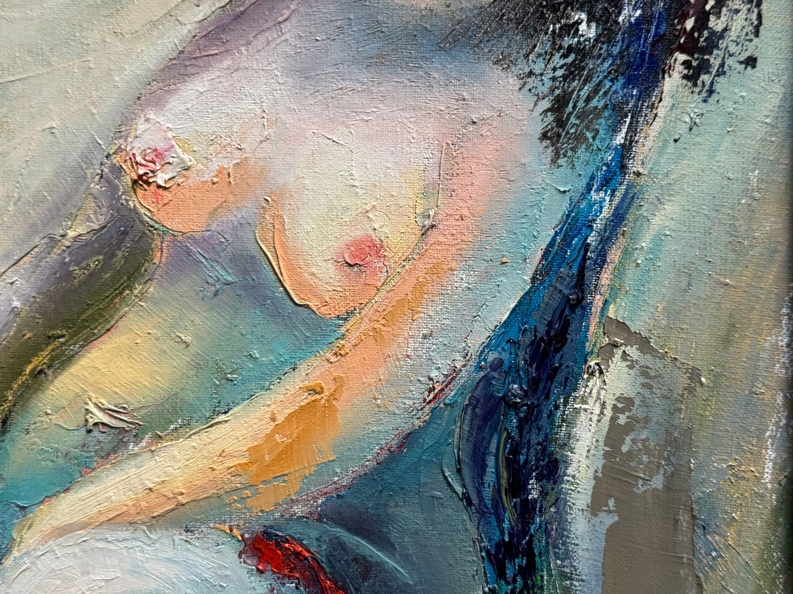 Abstract Oil painting with frame Figure K. Leonid - 9