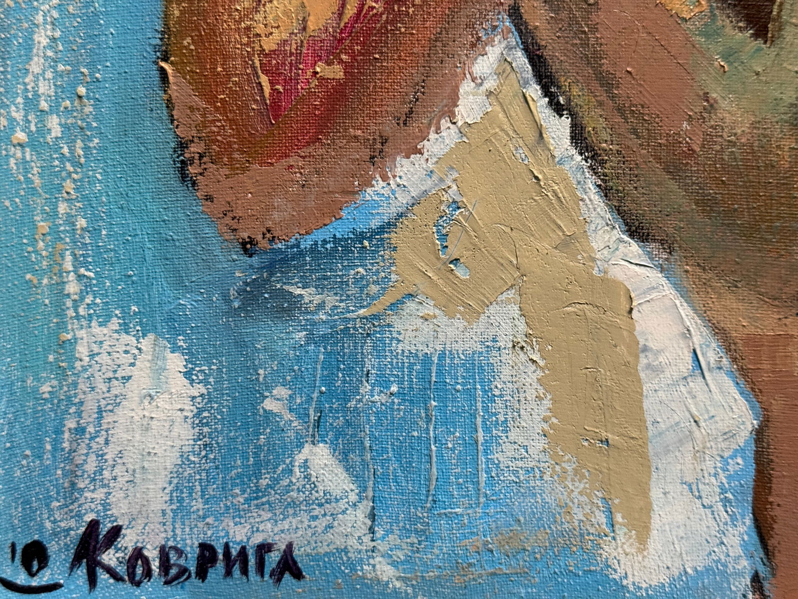 Abstract Oil painting with frame Figure K. Leonid - 7