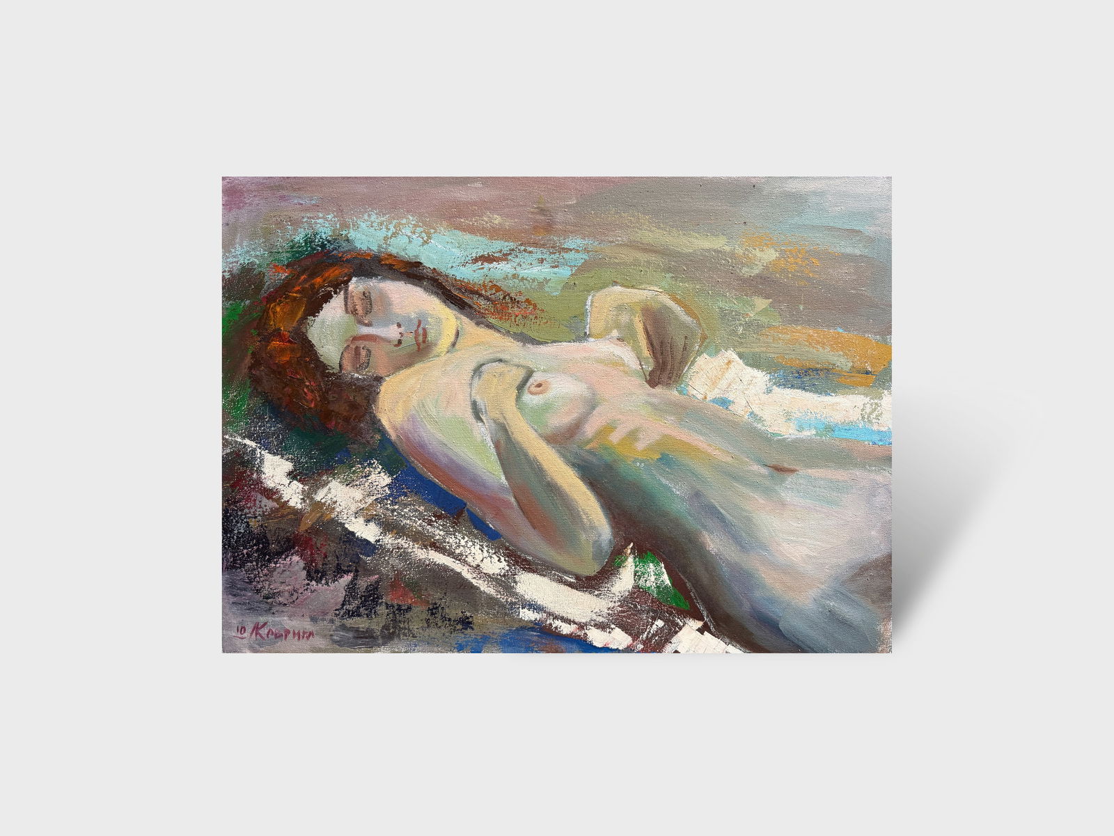 Abstract Oil painting with frame Nu K. Leonid - 12