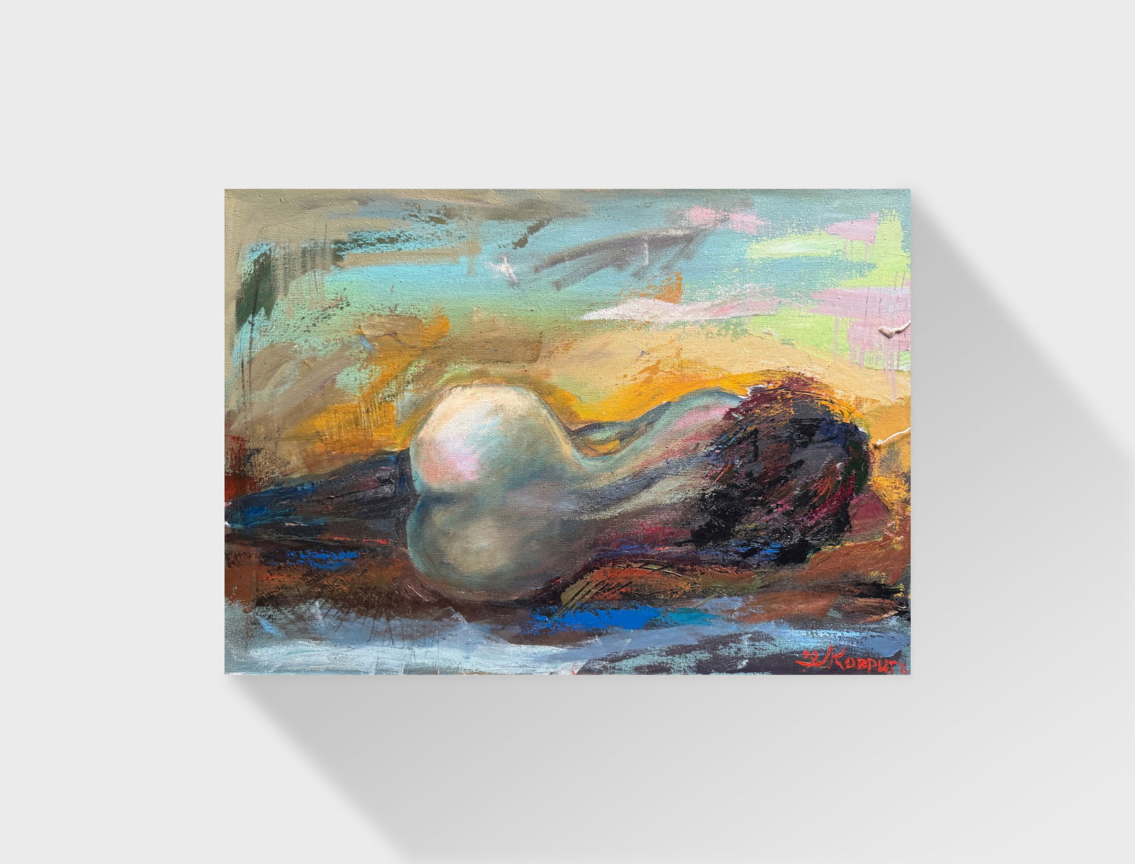 Abstract Oil painting with frame Figures K. Leonid - 12