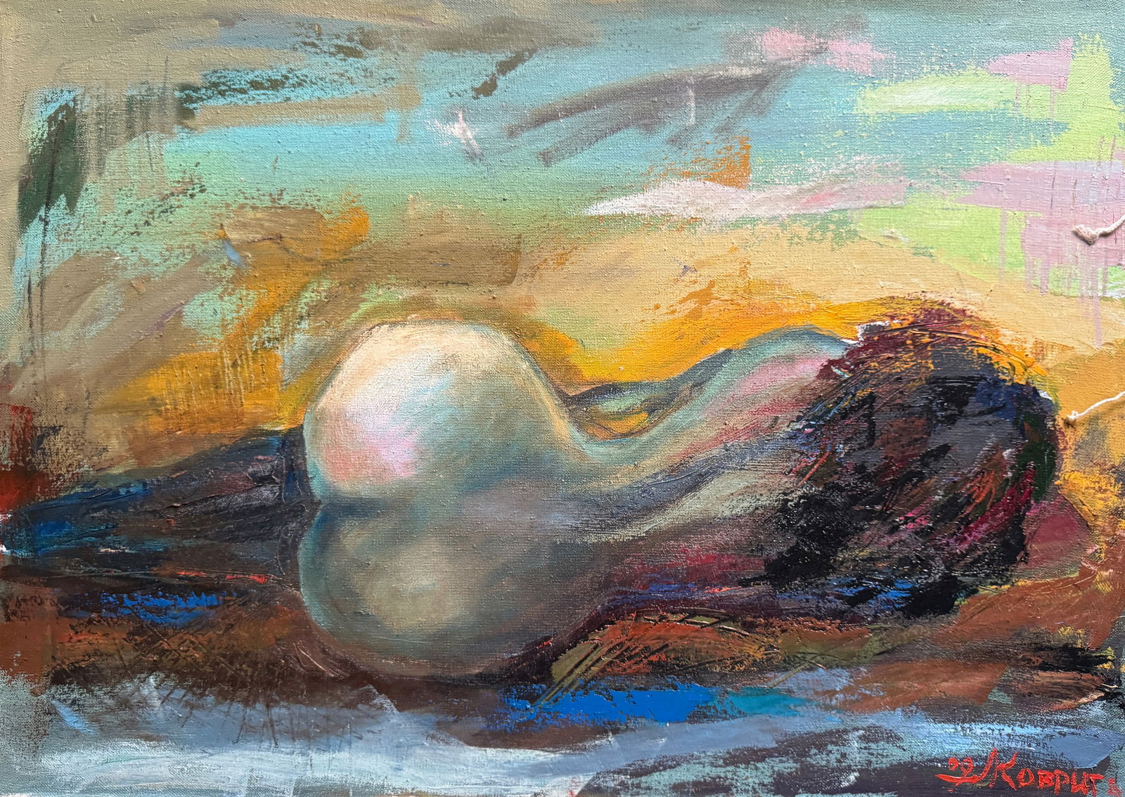 Abstract Oil painting with frame Figures K. Leonid (1 of 12)