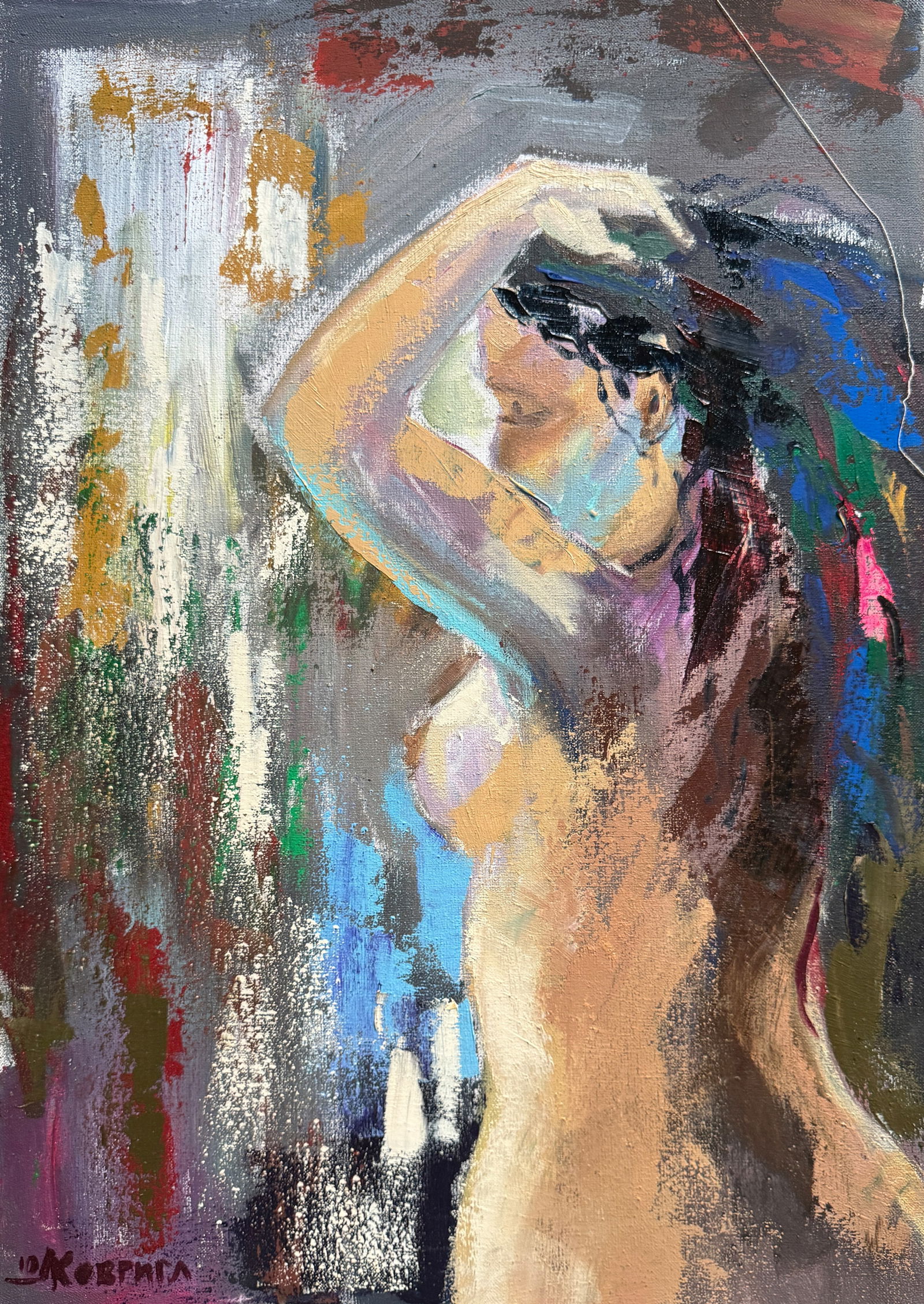 Abstract Oil painting with frame Figure model K. Leonid: Title: Abstract Oil painting with frame Figure model K. Leonid Description: 988KK Painter: K. Leonid Size: 70x50 cm/ 27.55x19.68 inches Components: oil, canvas Original painting CONDITION: exellent