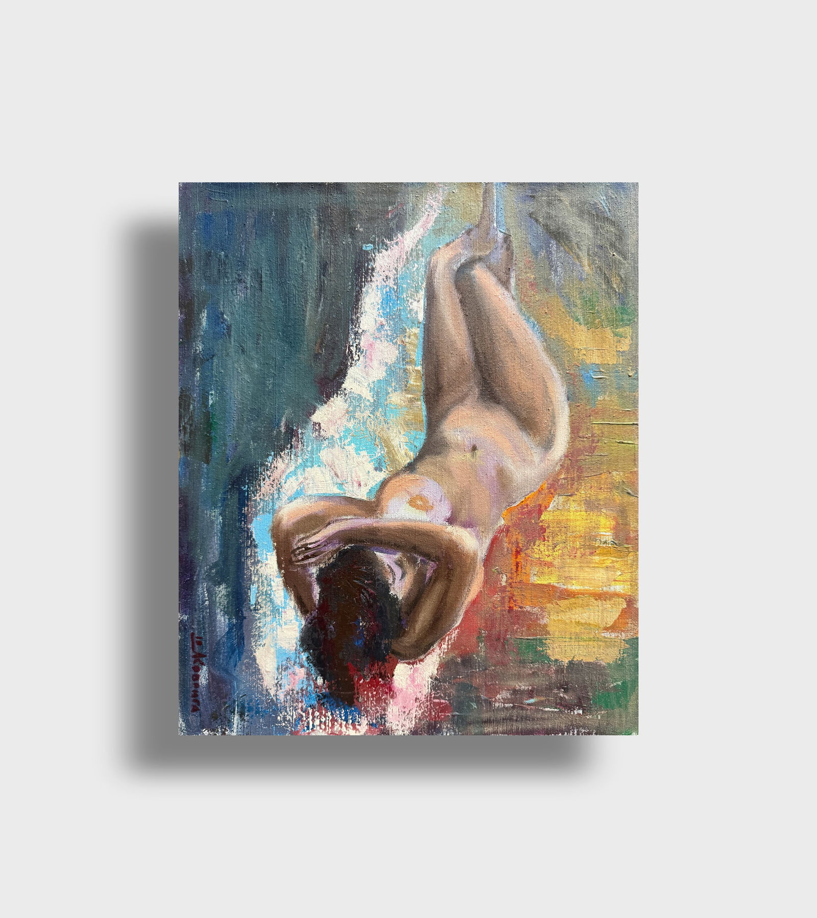 Abstract Oil painting with frame lady Figures K. Leonid - 11