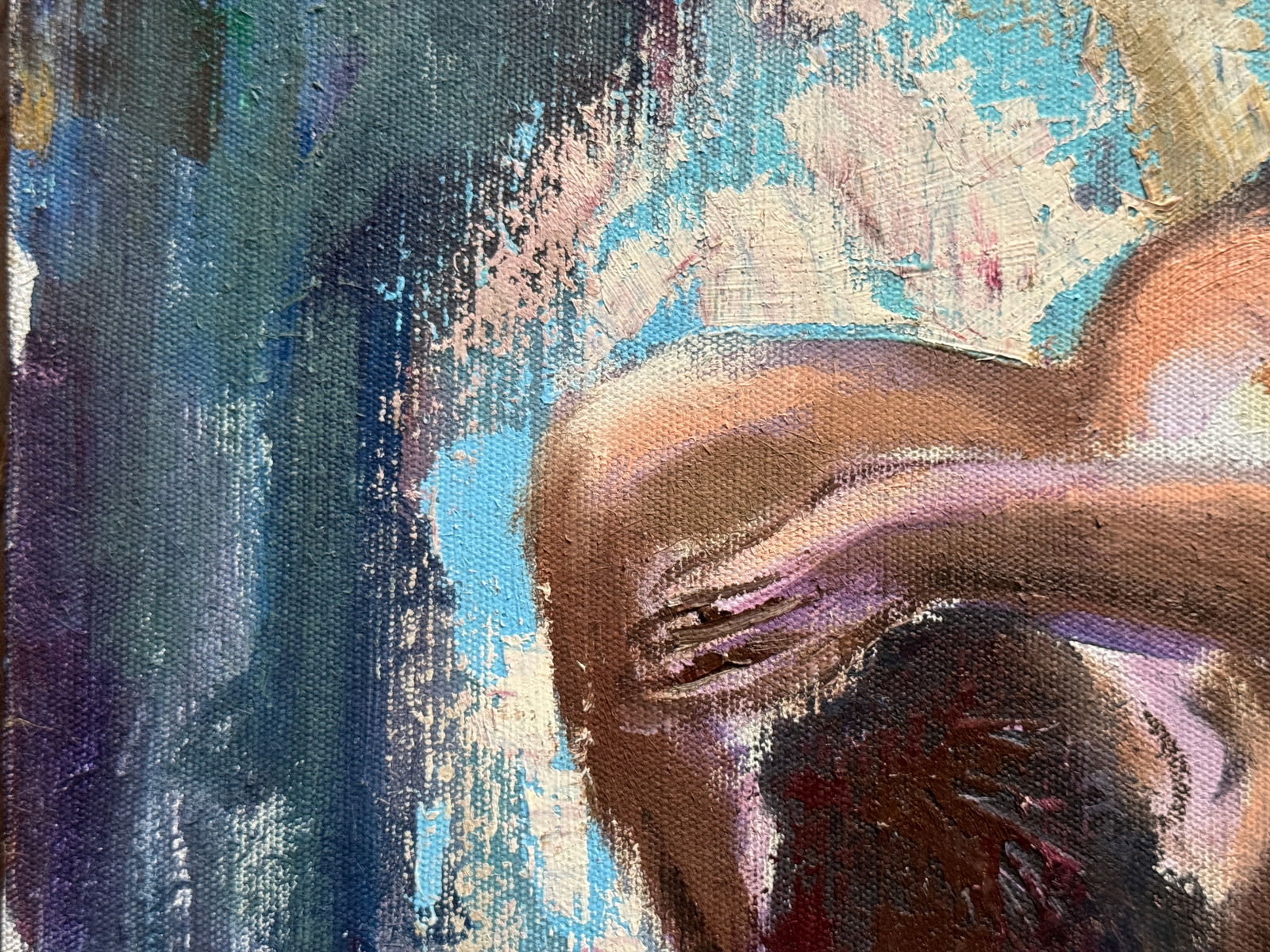 Abstract Oil painting with frame lady Figures K. Leonid - 4