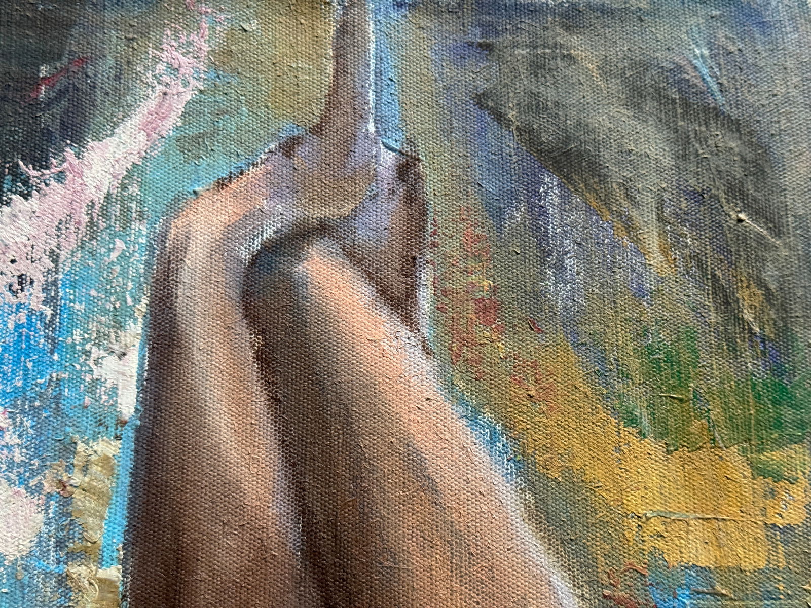 Abstract Oil painting with frame lady Figures K. Leonid - 9