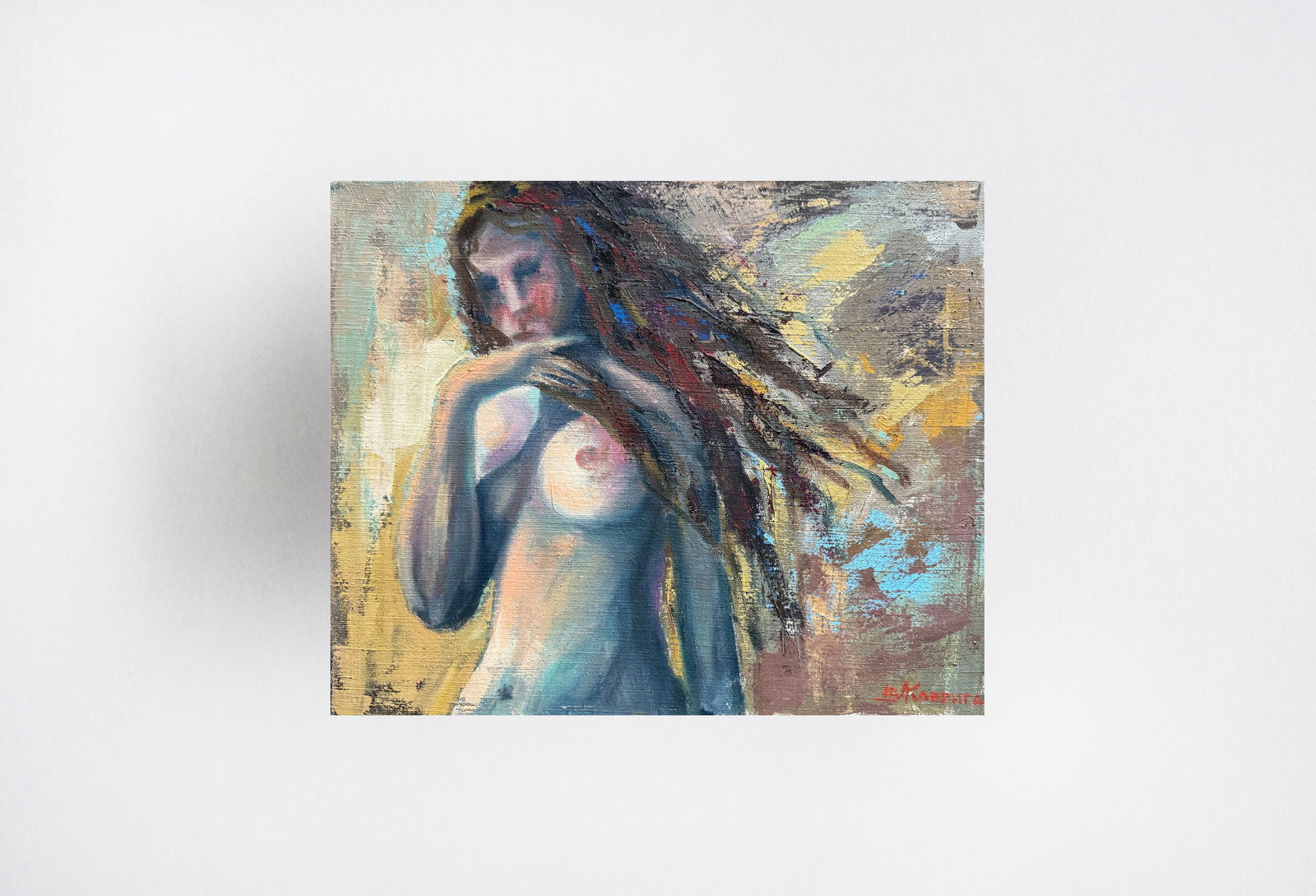 Abstract Oil painting with frame Nu K. Leonid - 12