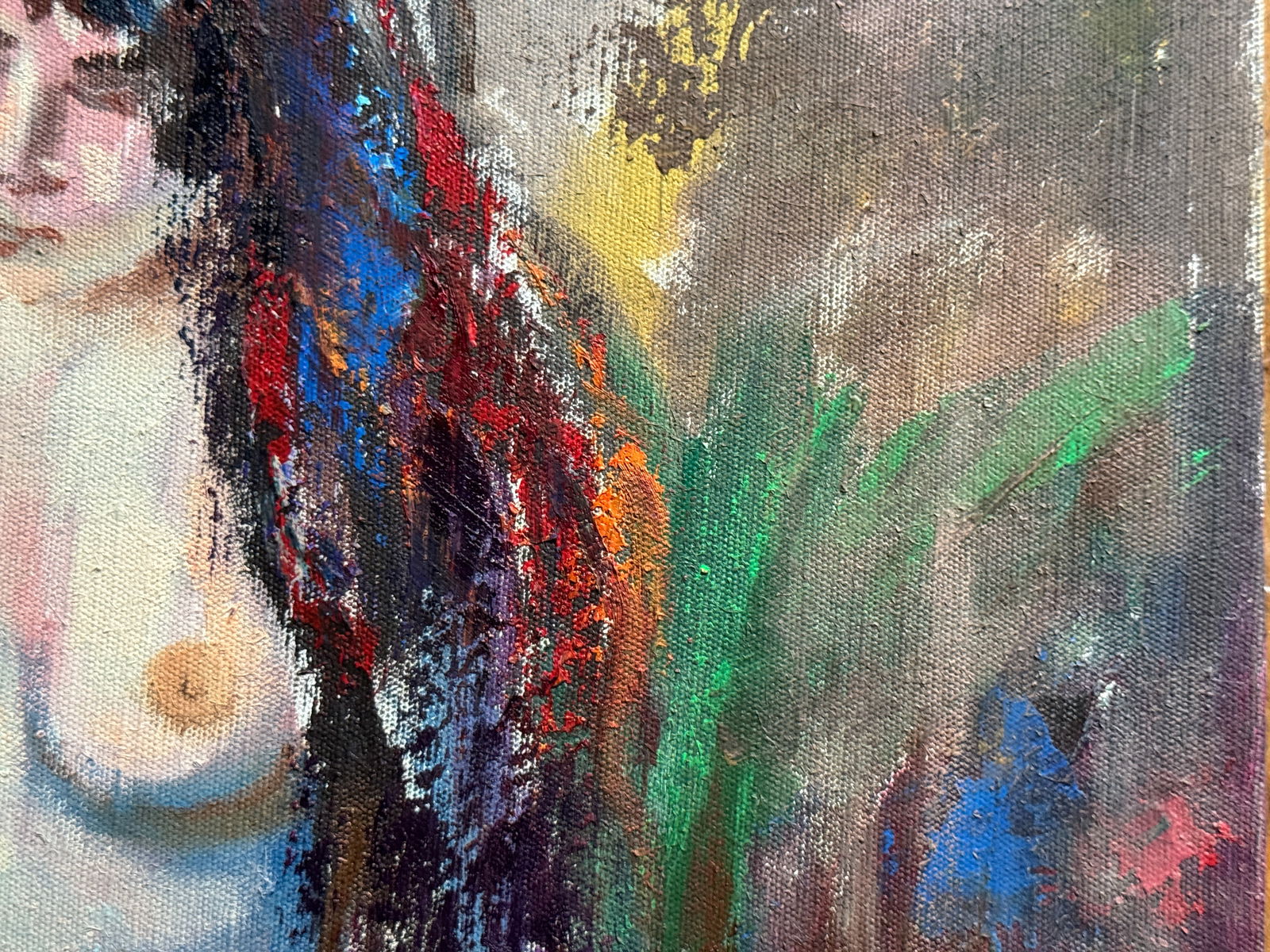 Abstract Oil painting with frame lady Figures K. Leonid - 8