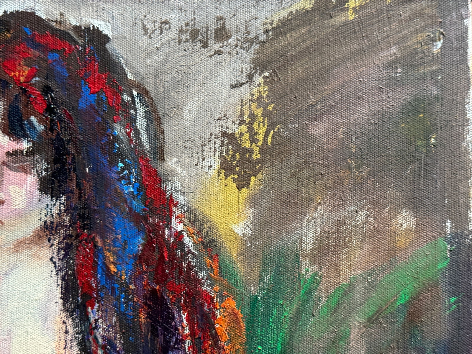 Abstract Oil painting with frame lady Figures K. Leonid - 9