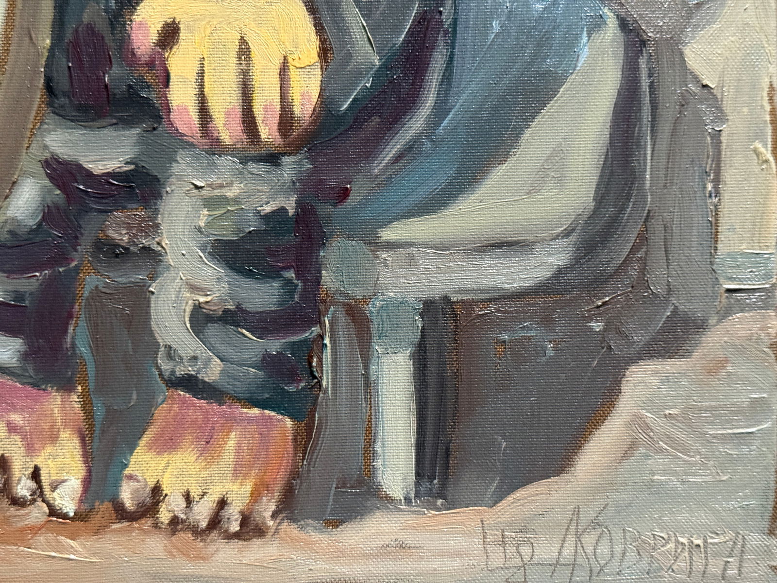 Oil painting with frame old man K. Leonid - 6