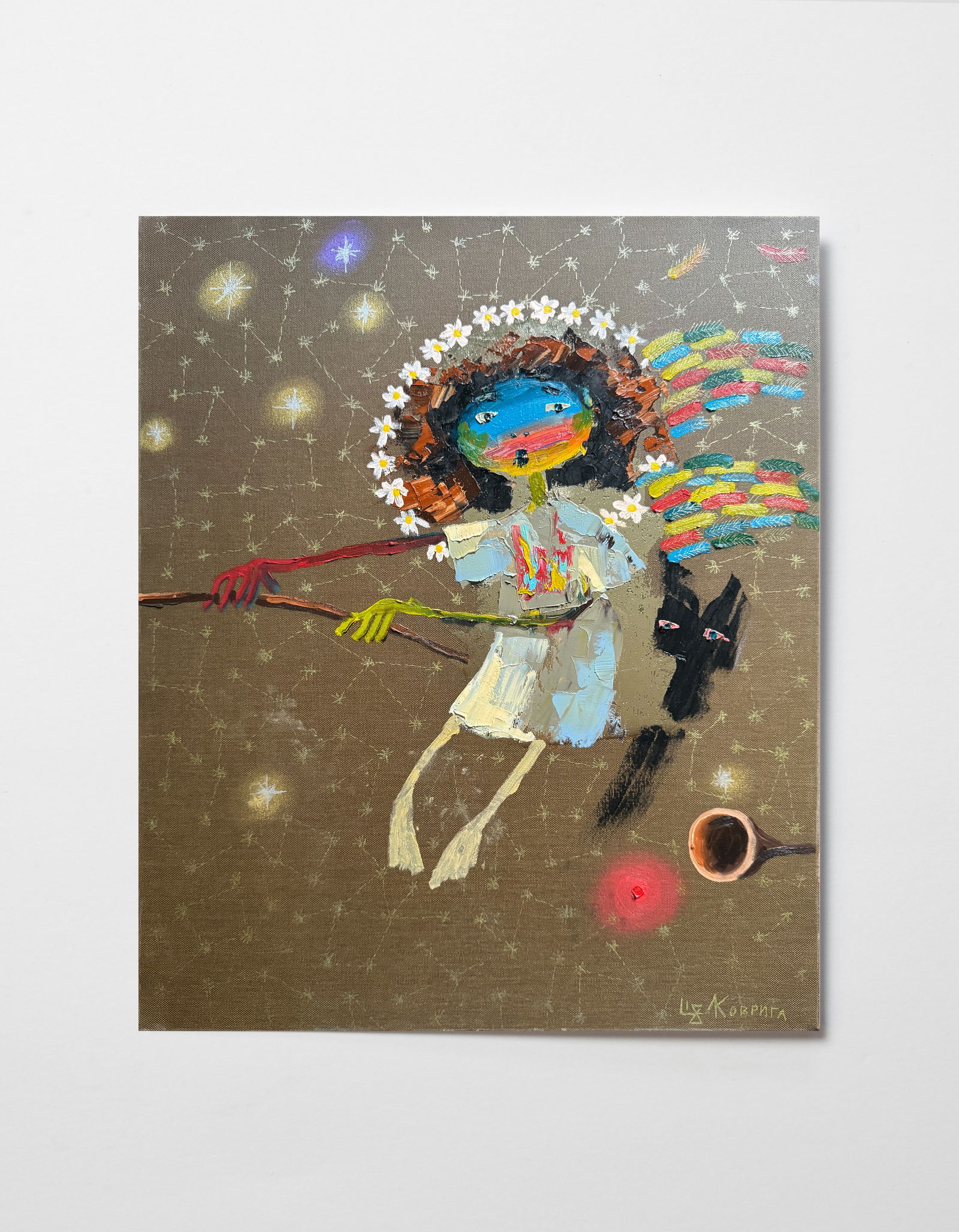 Oil painting with frame the third angel is colored K. Leonid - 2