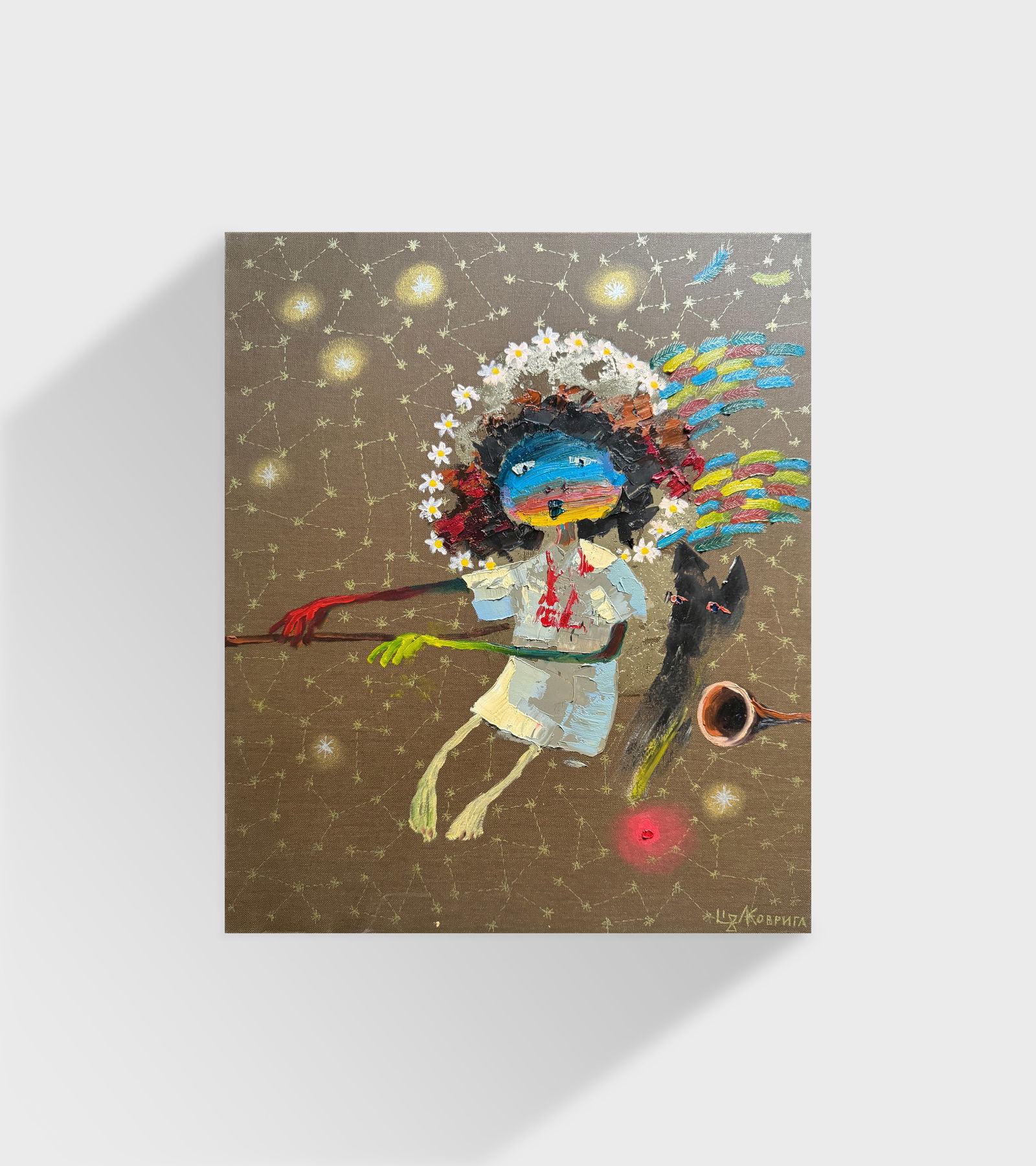 Oil painting with frame the third angel is colored K. Leonid - 11