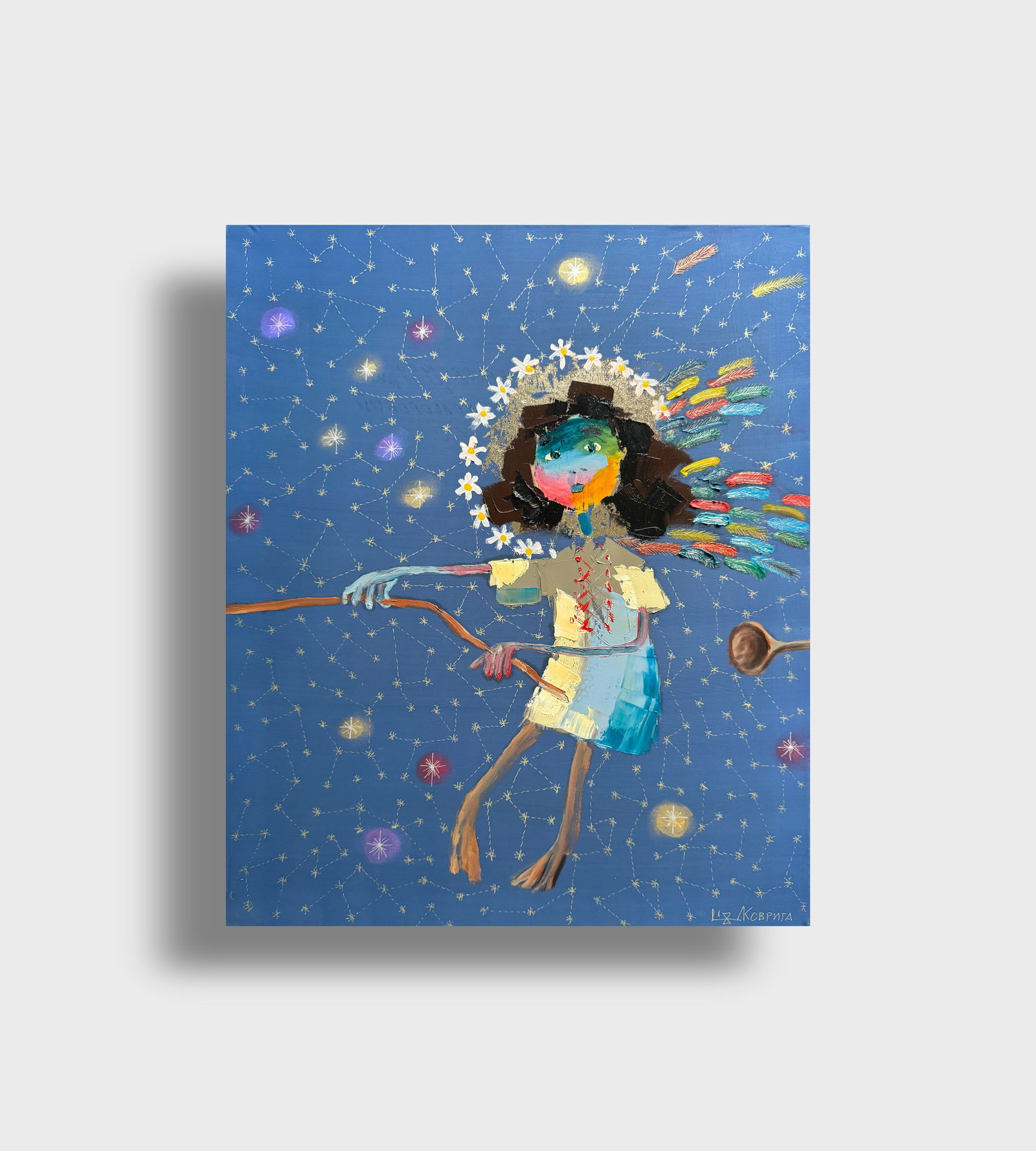 Oil painting with frame the third angel is colored K. Leonid - 11