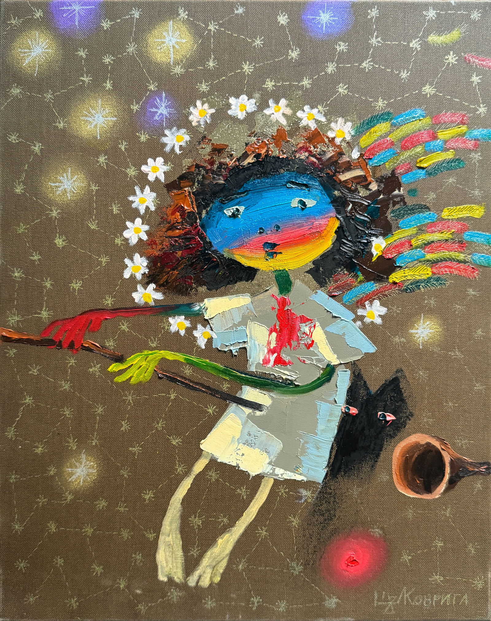 Oil painting with frame the third angel is colored K. Leonid: Title: Oil painting with frame the third angel is colored K. Leonid Description: 1003KK Painter: K. Leonid Size: 50x40 cm/ 19.68x15.74 inches Components: oil, canvas Original painting CONDITION: exell