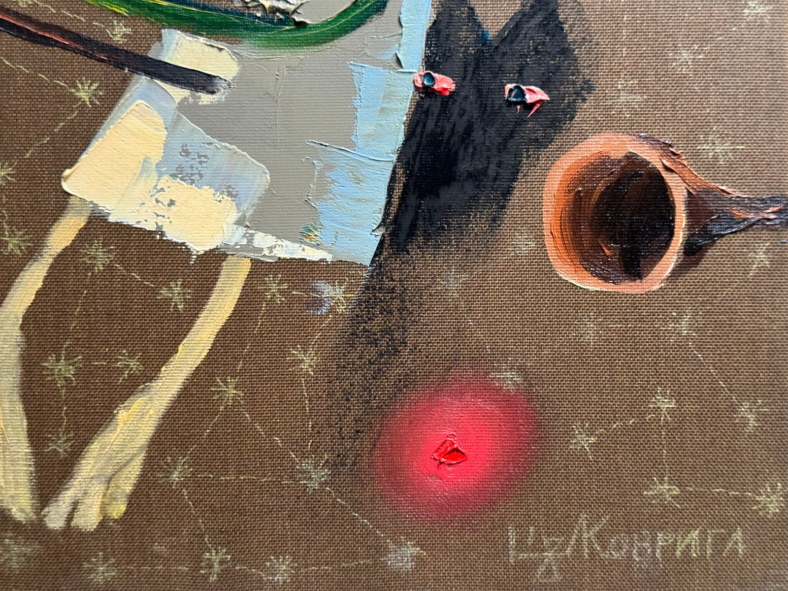 Oil painting with frame the third angel is colored K. Leonid - 5