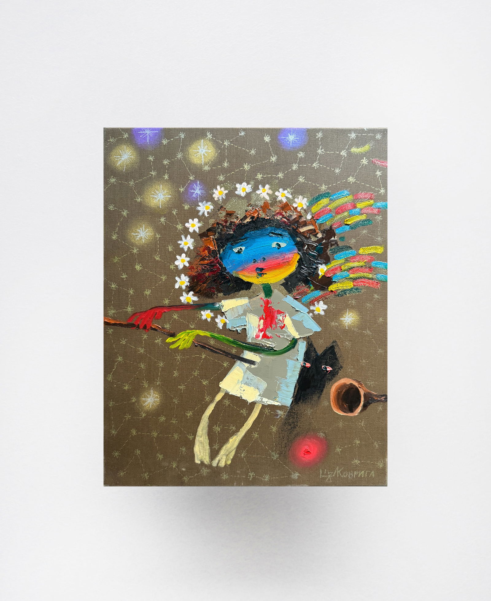 Oil painting with frame the third angel is colored K. Leonid - 9