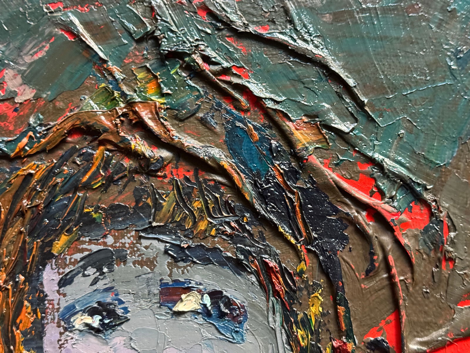 Abstract Oil painting with frame Female portrait K. Leonid - 10