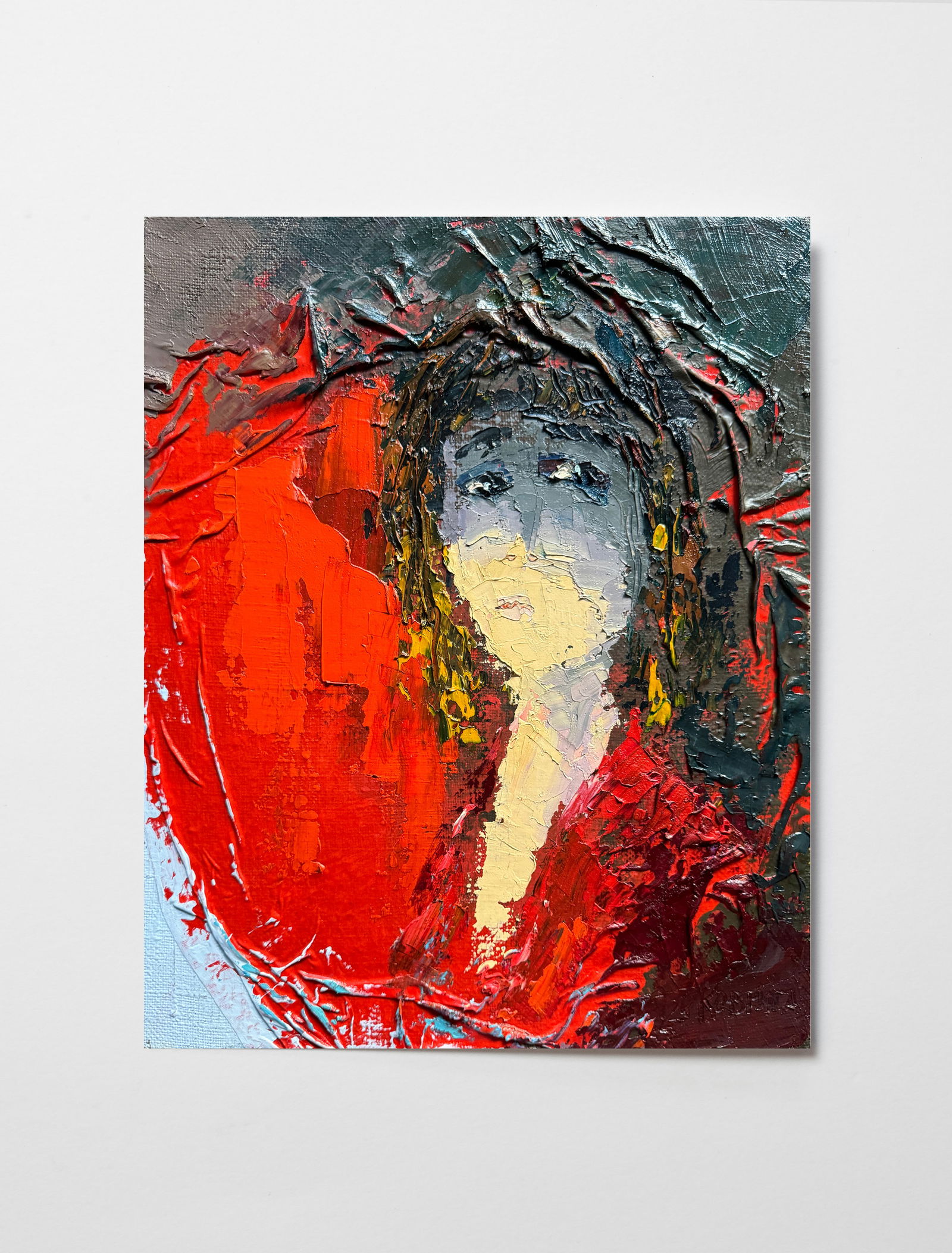 Abstract Oil painting with frame Female portrait K. Leonid - 2
