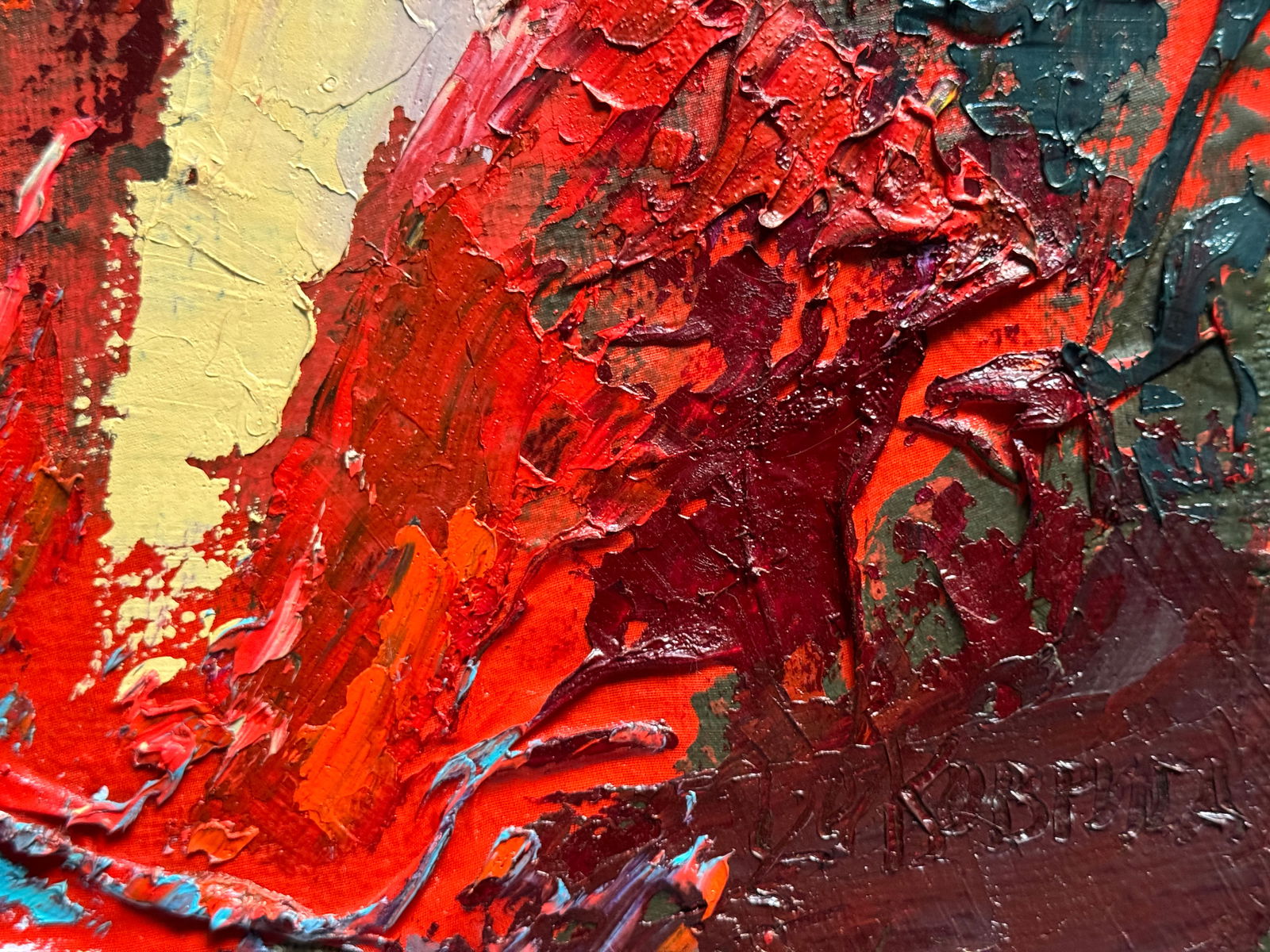 Abstract Oil painting with frame Female portrait K. Leonid - 7