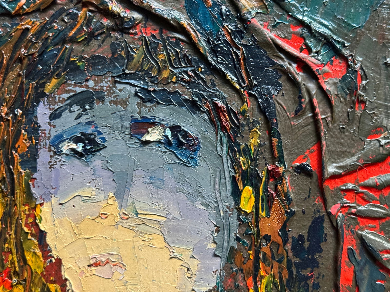 Abstract Oil painting with frame Female portrait K. Leonid - 9